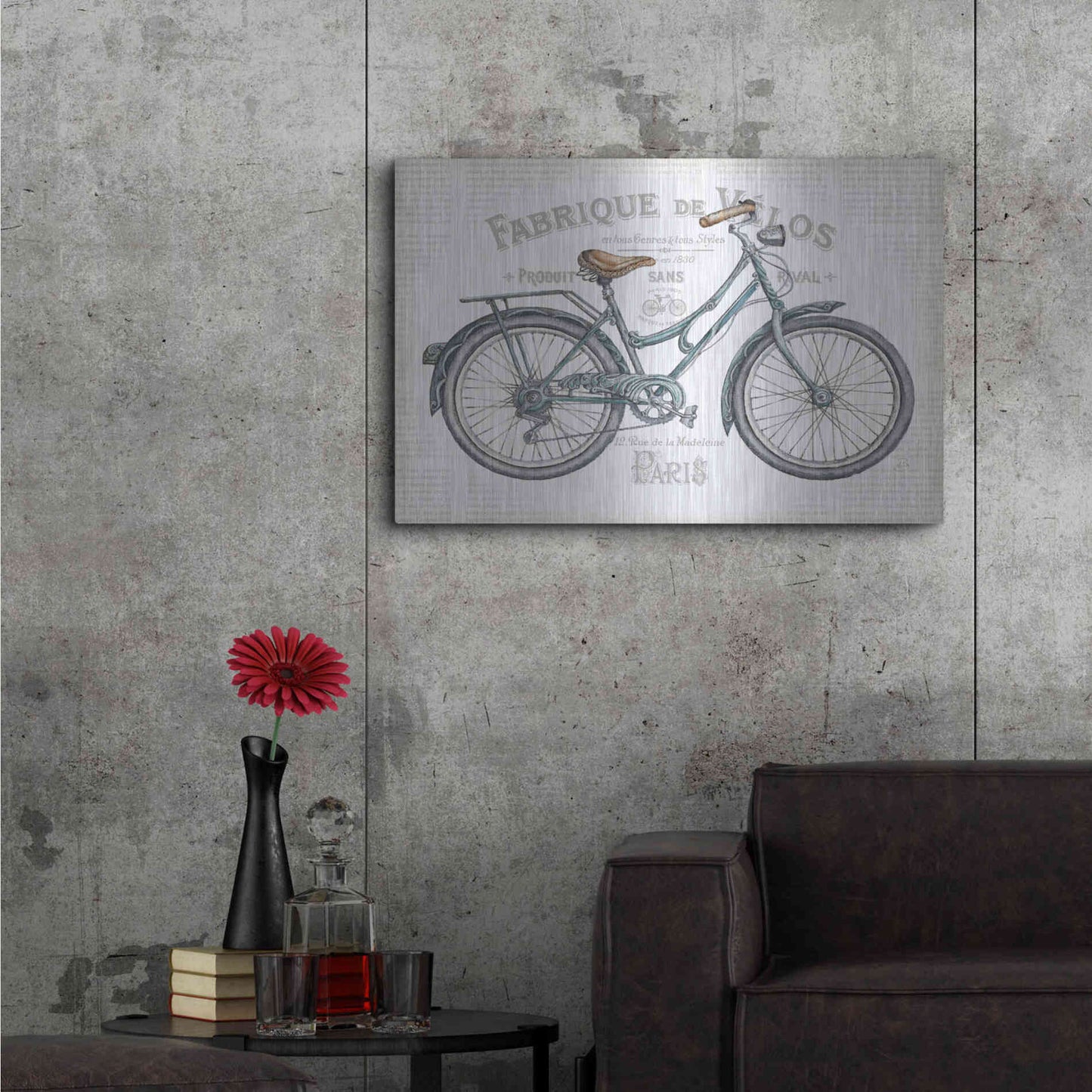Luxe Metal Art 'Bicycles I v2' by Daphne Brissonet, Metal Wall Art,36x24