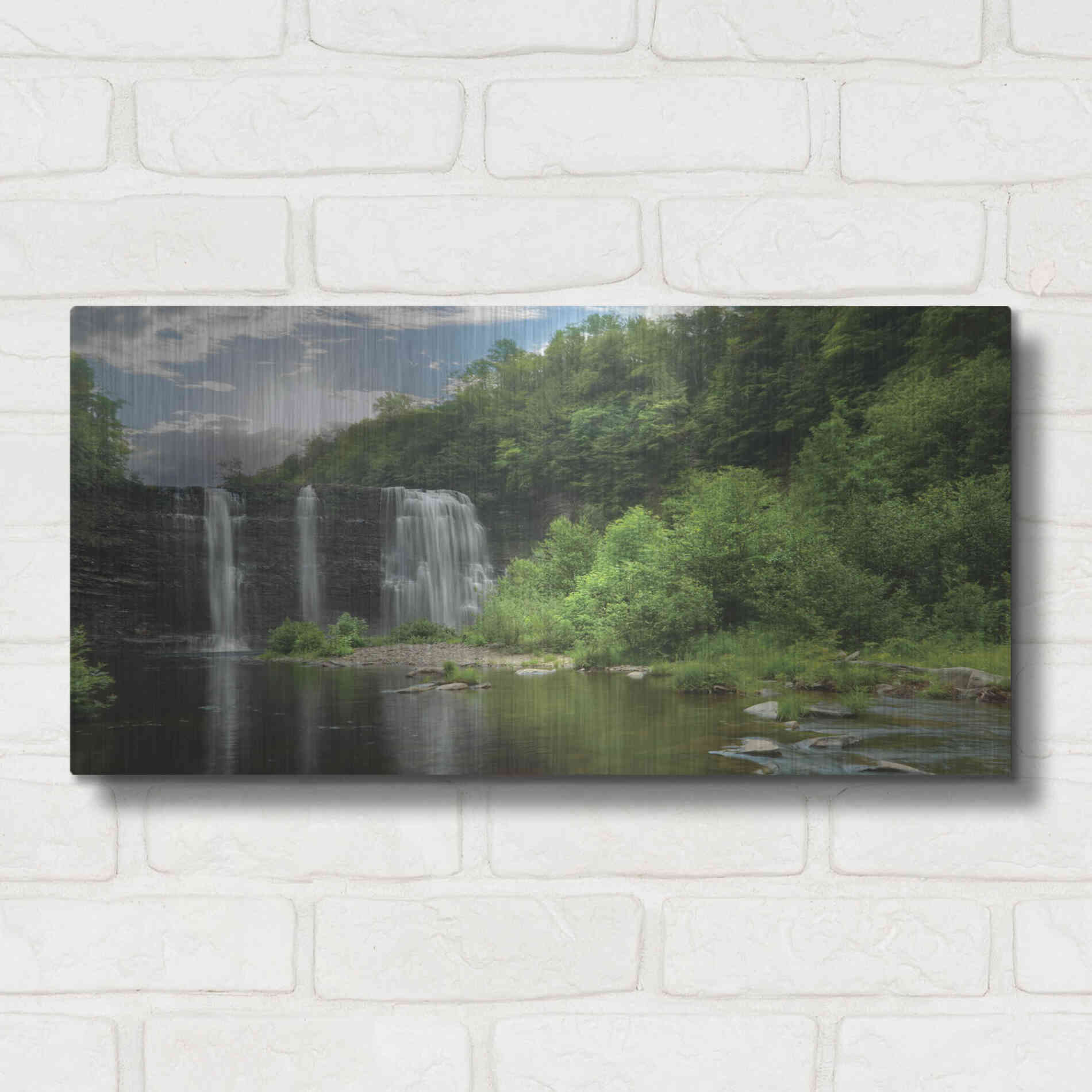 Luxe Metal Art 'Salmon River Falls' by Lori Deiter, Metal Wall Art,24x12