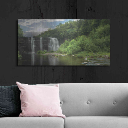 Luxe Metal Art 'Salmon River Falls' by Lori Deiter, Metal Wall Art,48x24