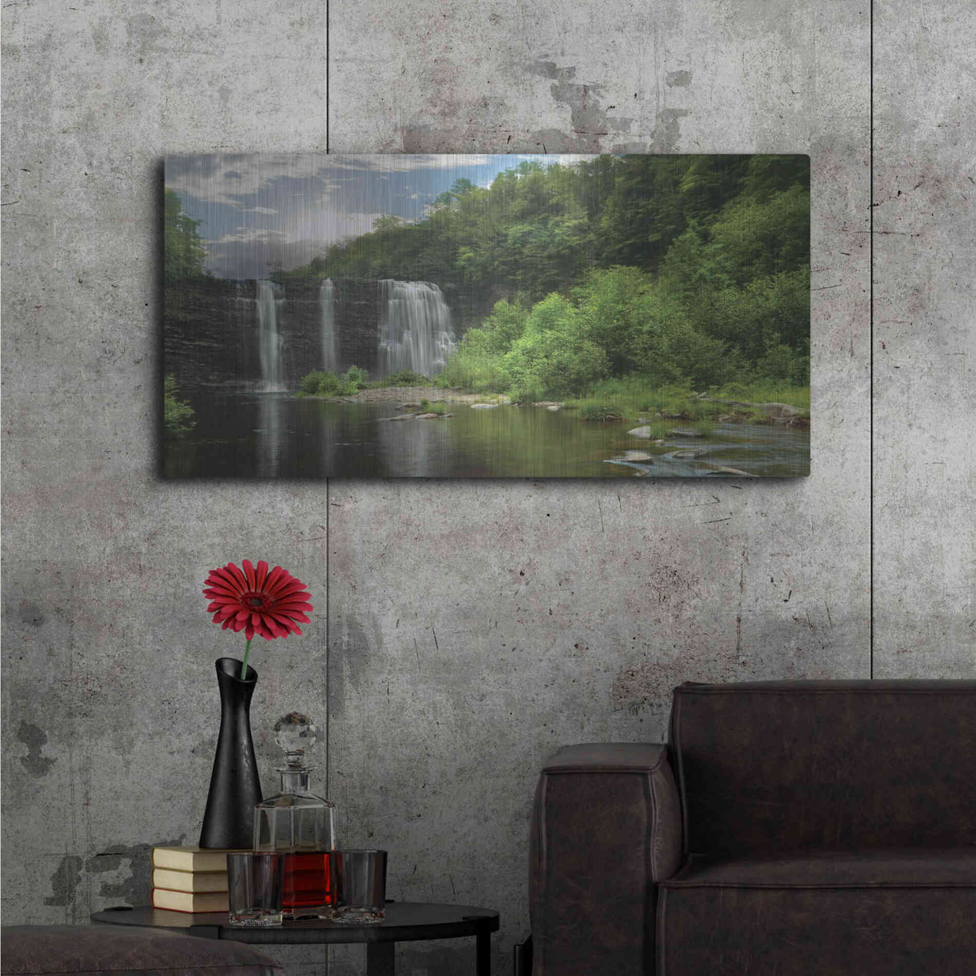 Luxe Metal Art 'Salmon River Falls' by Lori Deiter, Metal Wall Art,48x24