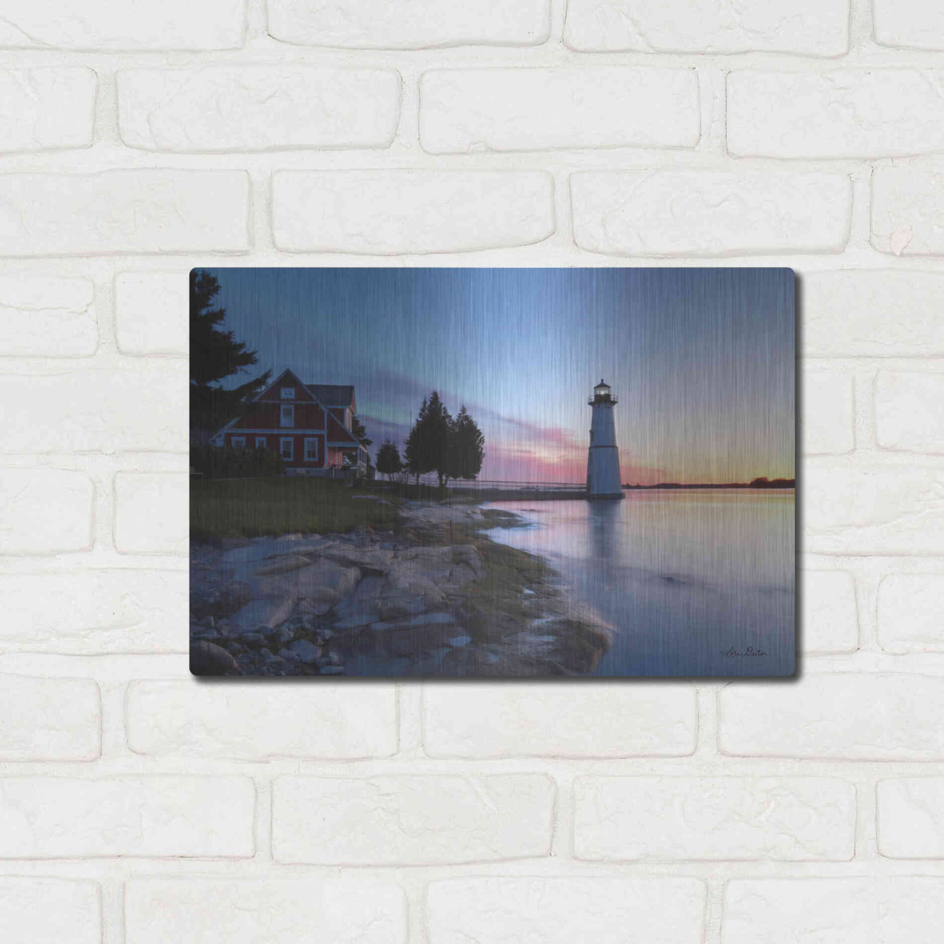 Luxe Metal Art 'Dusk at Rock Island' by Lori Deiter, Metal Wall Art,16x12