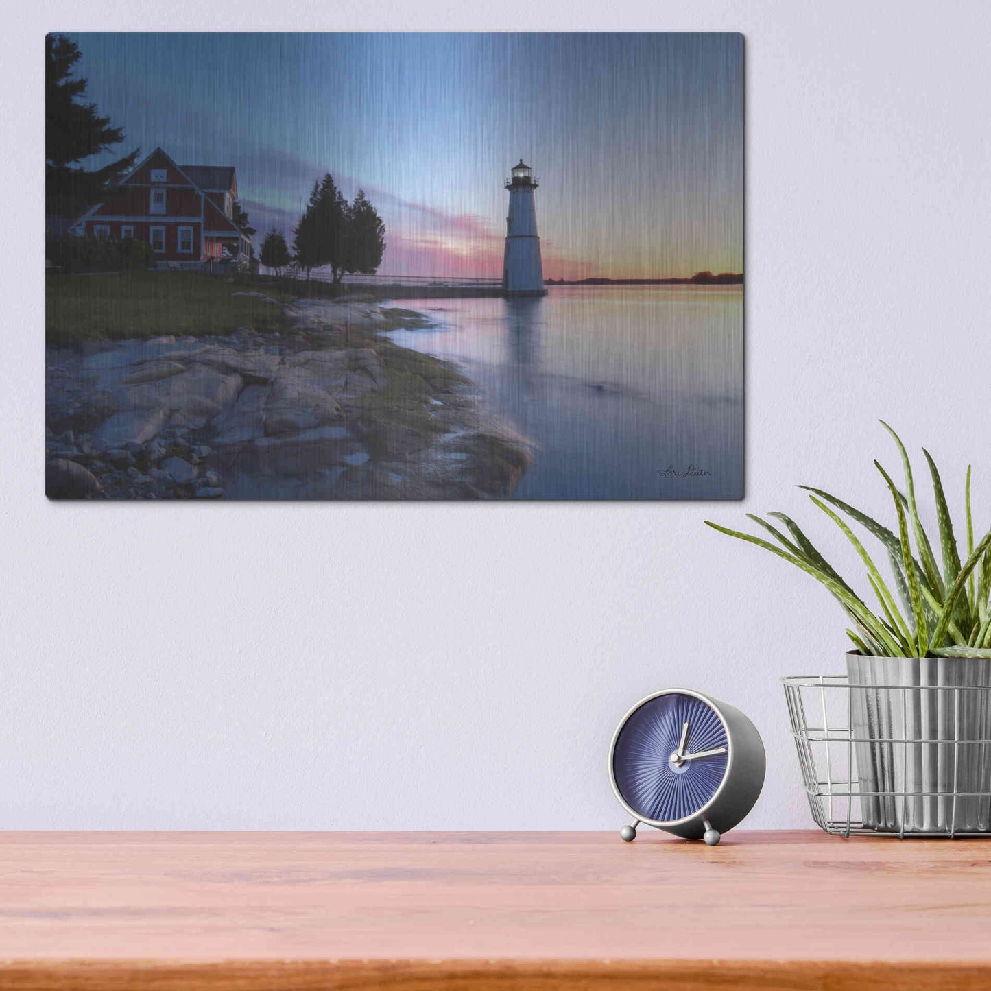 Luxe Metal Art 'Dusk at Rock Island' by Lori Deiter, Metal Wall Art,16x12