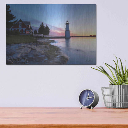 Luxe Metal Art 'Dusk at Rock Island' by Lori Deiter, Metal Wall Art,16x12