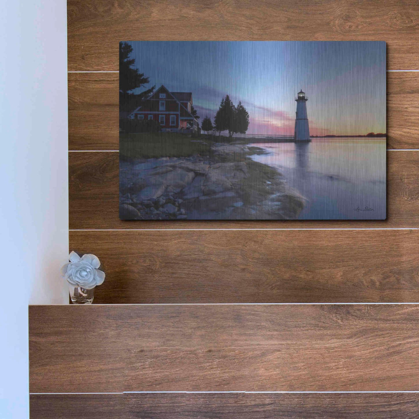 Luxe Metal Art 'Dusk at Rock Island' by Lori Deiter, Metal Wall Art,16x12