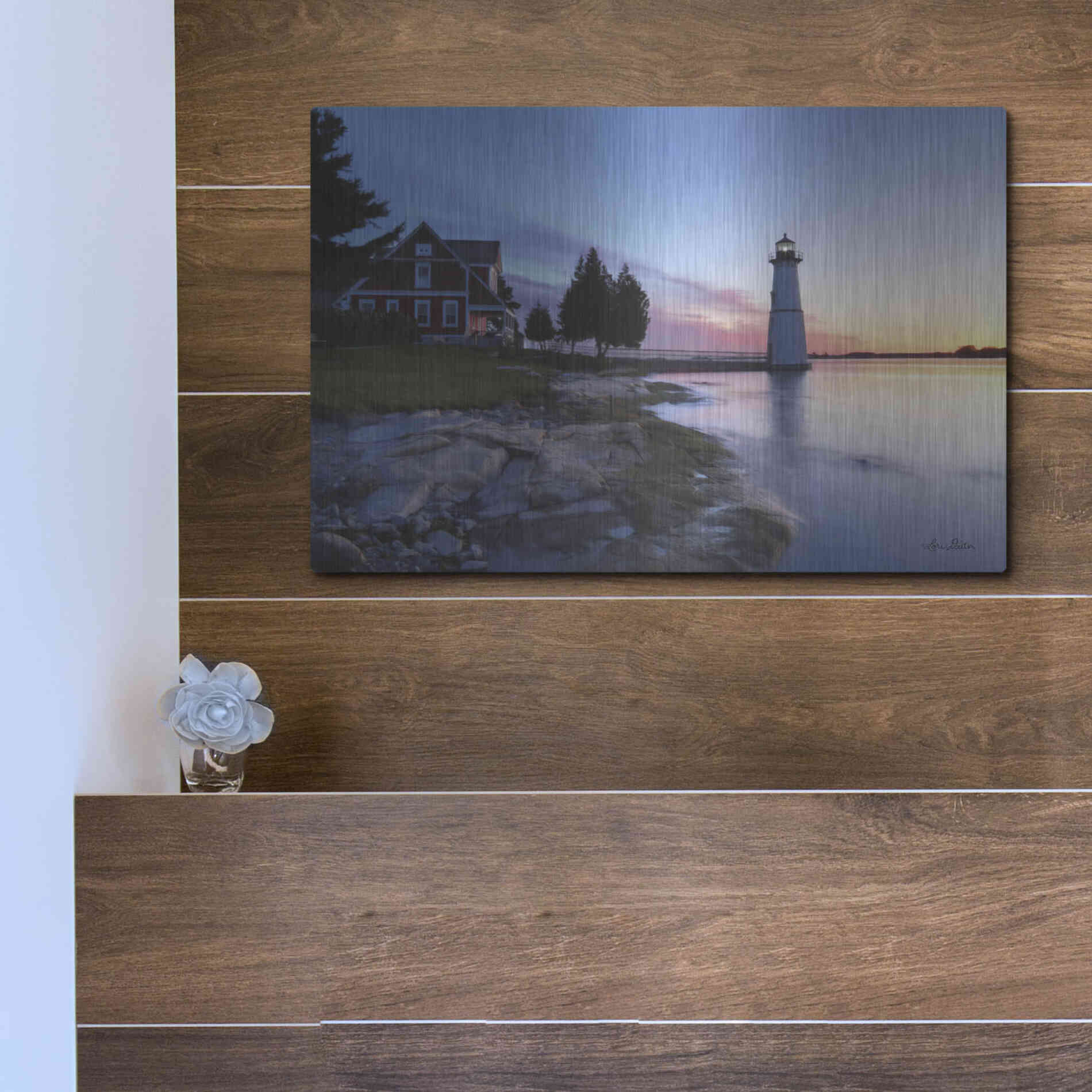 Luxe Metal Art 'Dusk at Rock Island' by Lori Deiter, Metal Wall Art,16x12