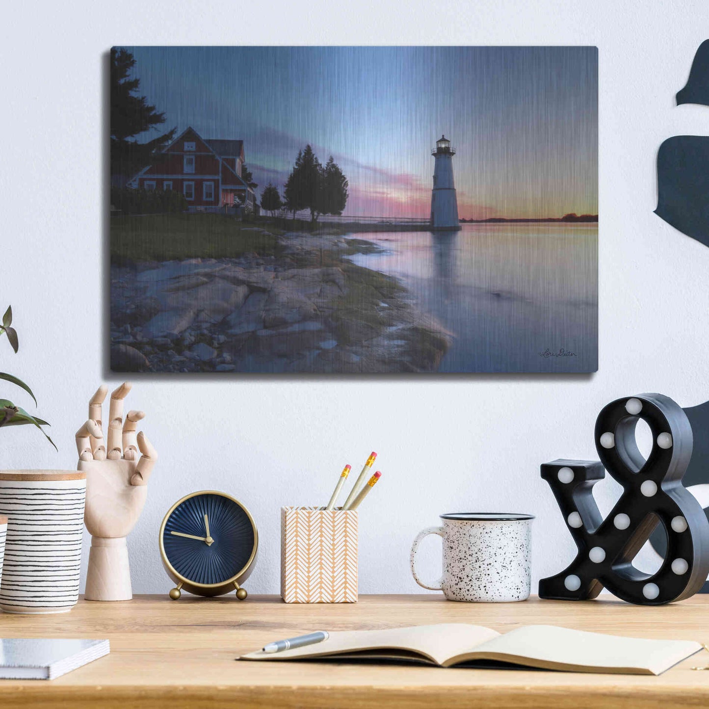 Luxe Metal Art 'Dusk at Rock Island' by Lori Deiter, Metal Wall Art,16x12