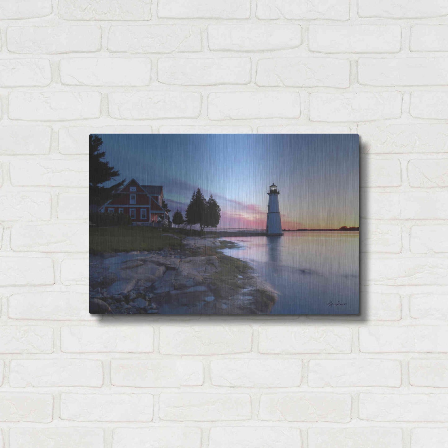 Luxe Metal Art 'Dusk at Rock Island' by Lori Deiter, Metal Wall Art,24x16