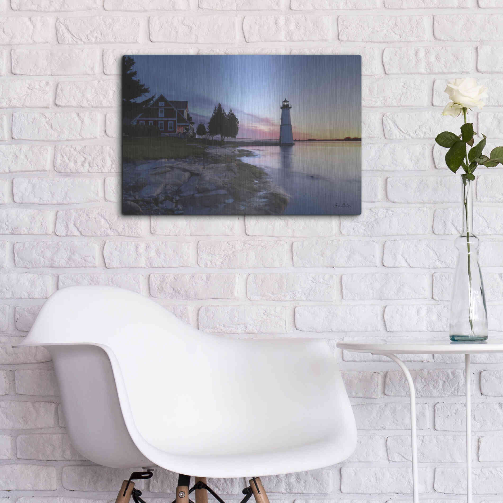 Luxe Metal Art 'Dusk at Rock Island' by Lori Deiter, Metal Wall Art,24x16