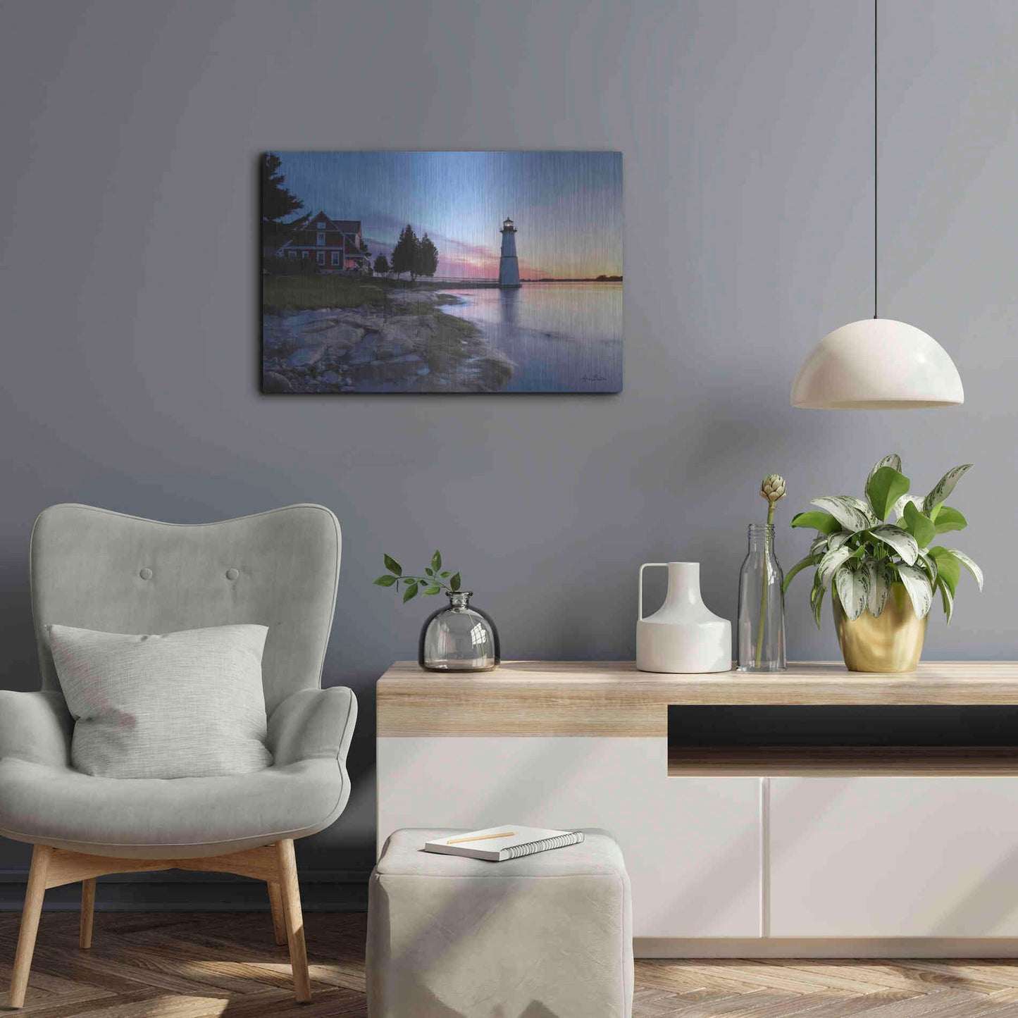 Luxe Metal Art 'Dusk at Rock Island' by Lori Deiter, Metal Wall Art,24x16