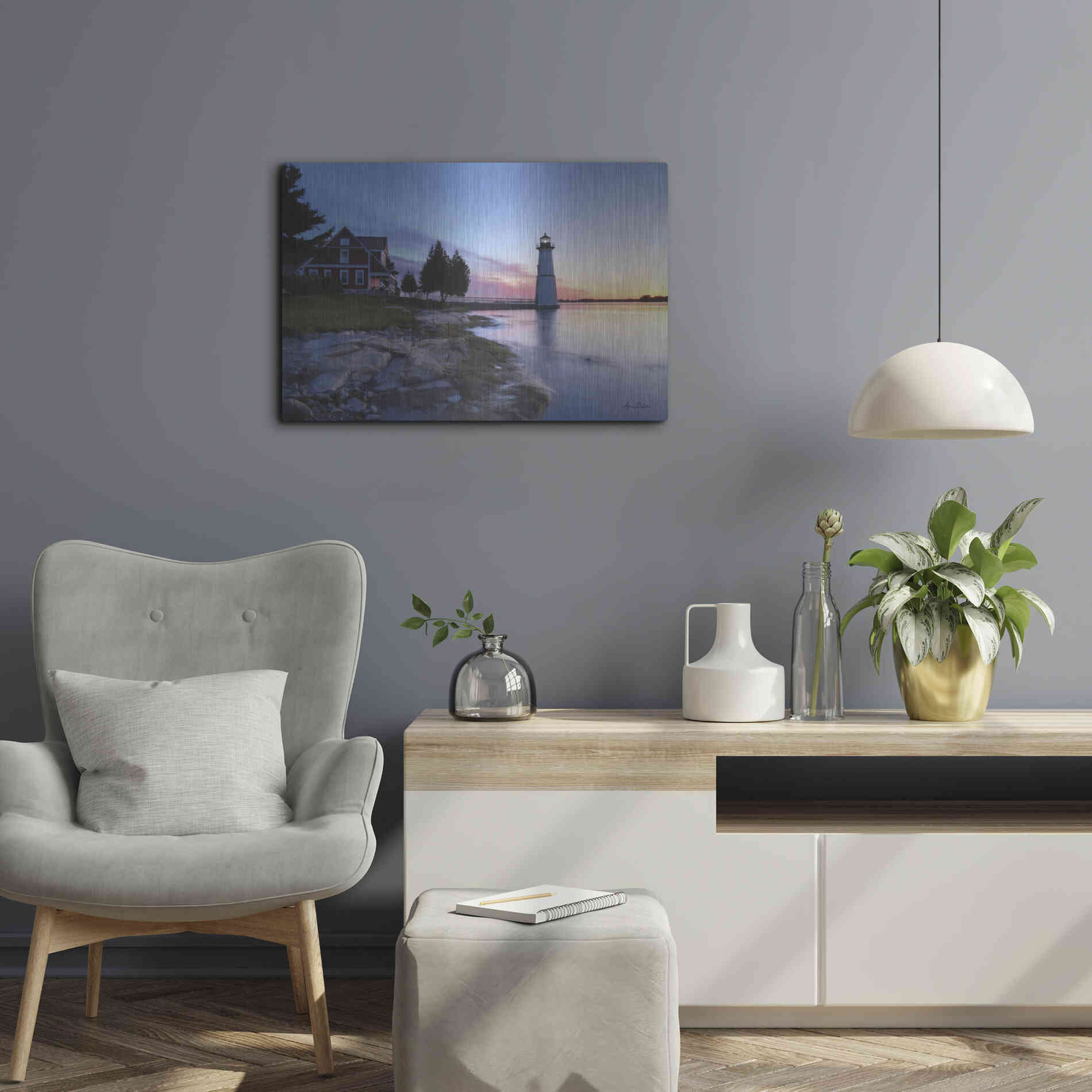 Luxe Metal Art 'Dusk at Rock Island' by Lori Deiter, Metal Wall Art,24x16