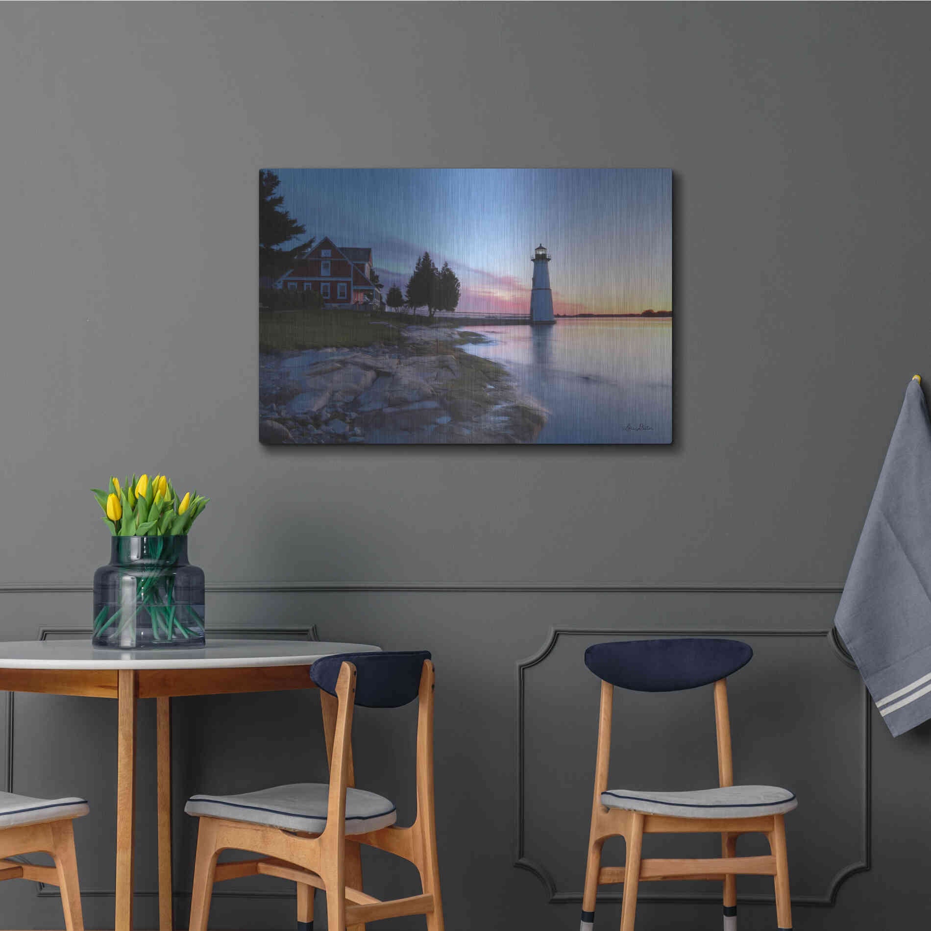 Luxe Metal Art 'Dusk at Rock Island' by Lori Deiter, Metal Wall Art,36x24