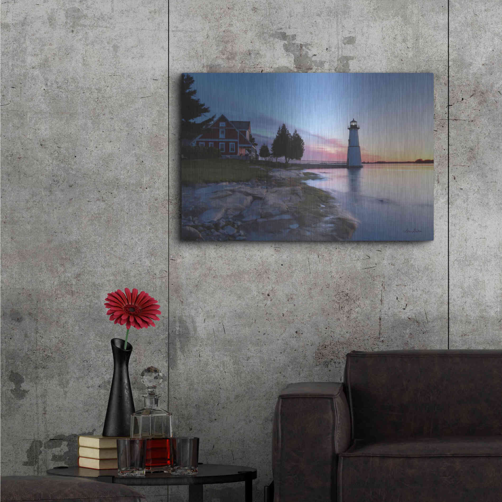 Luxe Metal Art 'Dusk at Rock Island' by Lori Deiter, Metal Wall Art,36x24