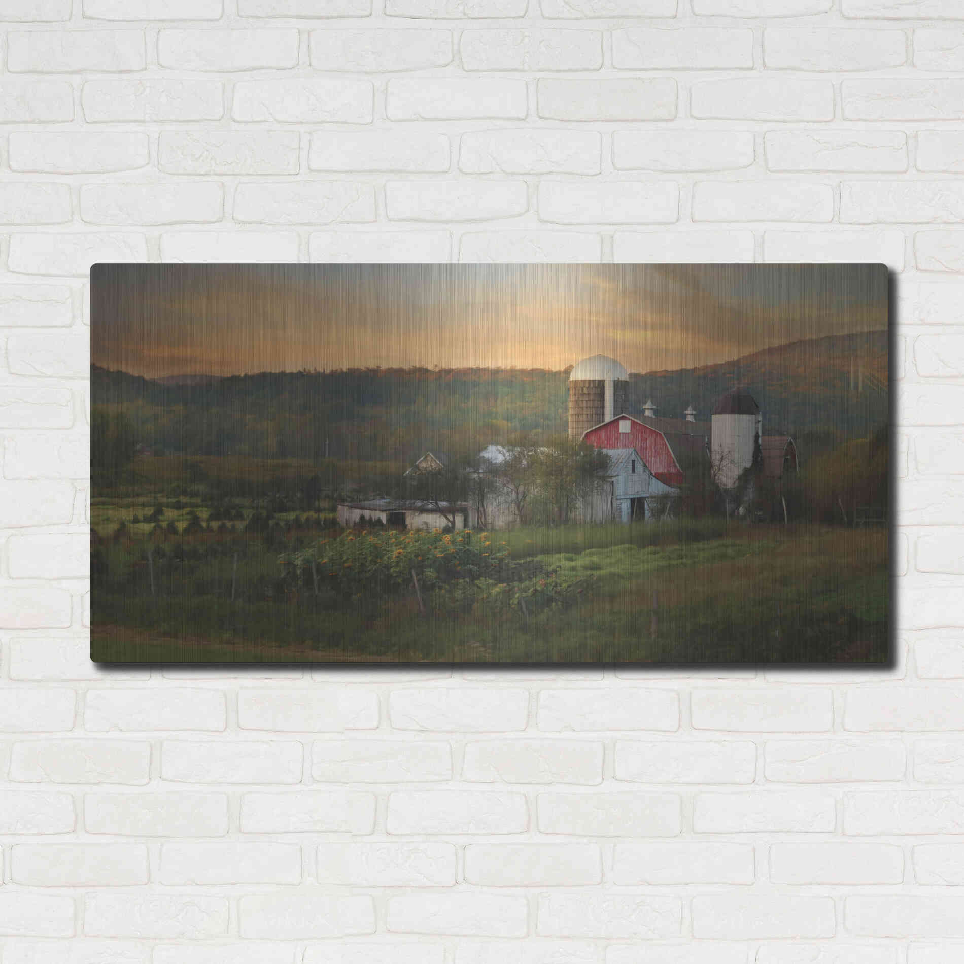 Luxe Metal Art 'New York Country Sunset' by Lori Deiter, Metal Wall Art,48x24