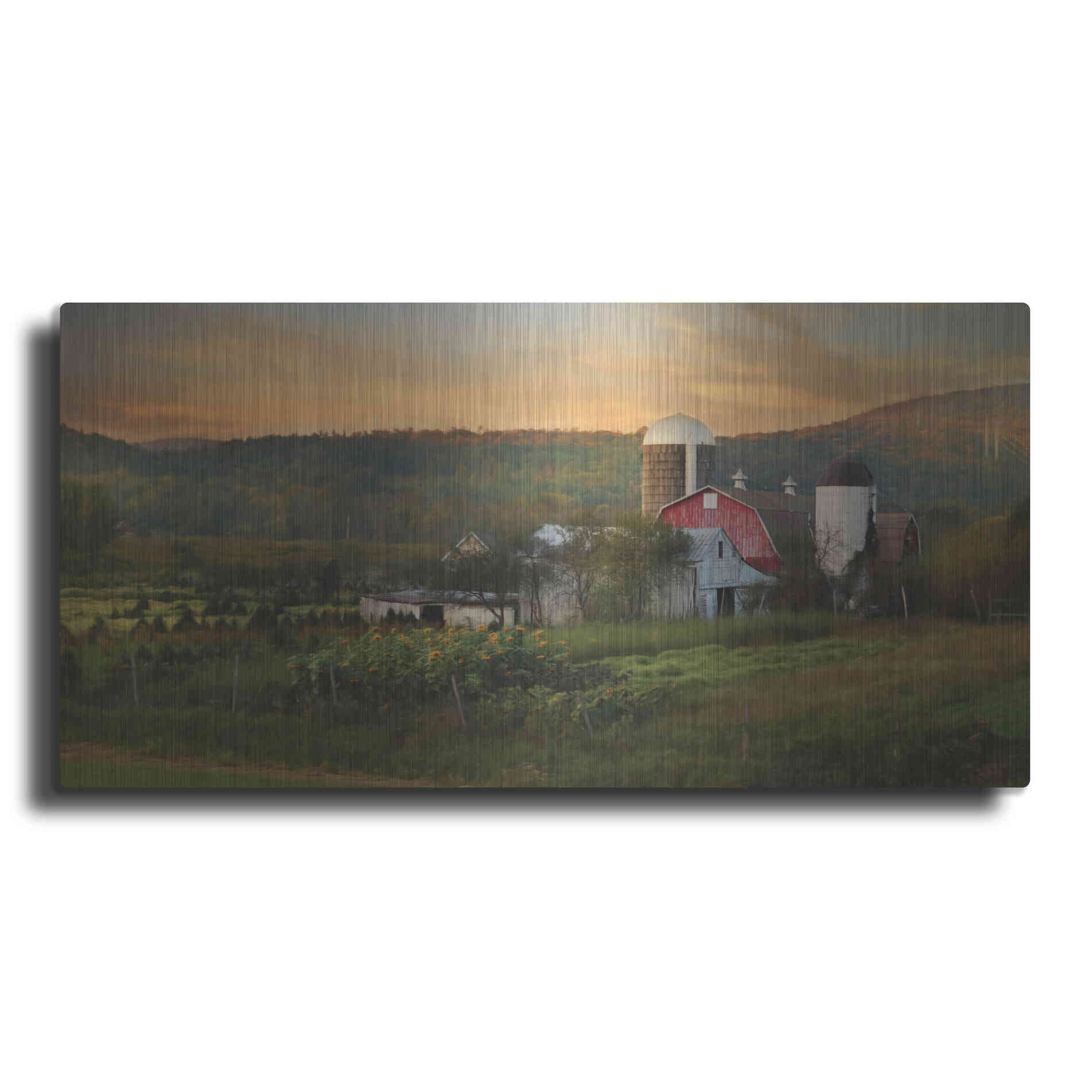 Luxe Metal Art 'New York Country Sunset' by Lori Deiter, Metal Wall Art