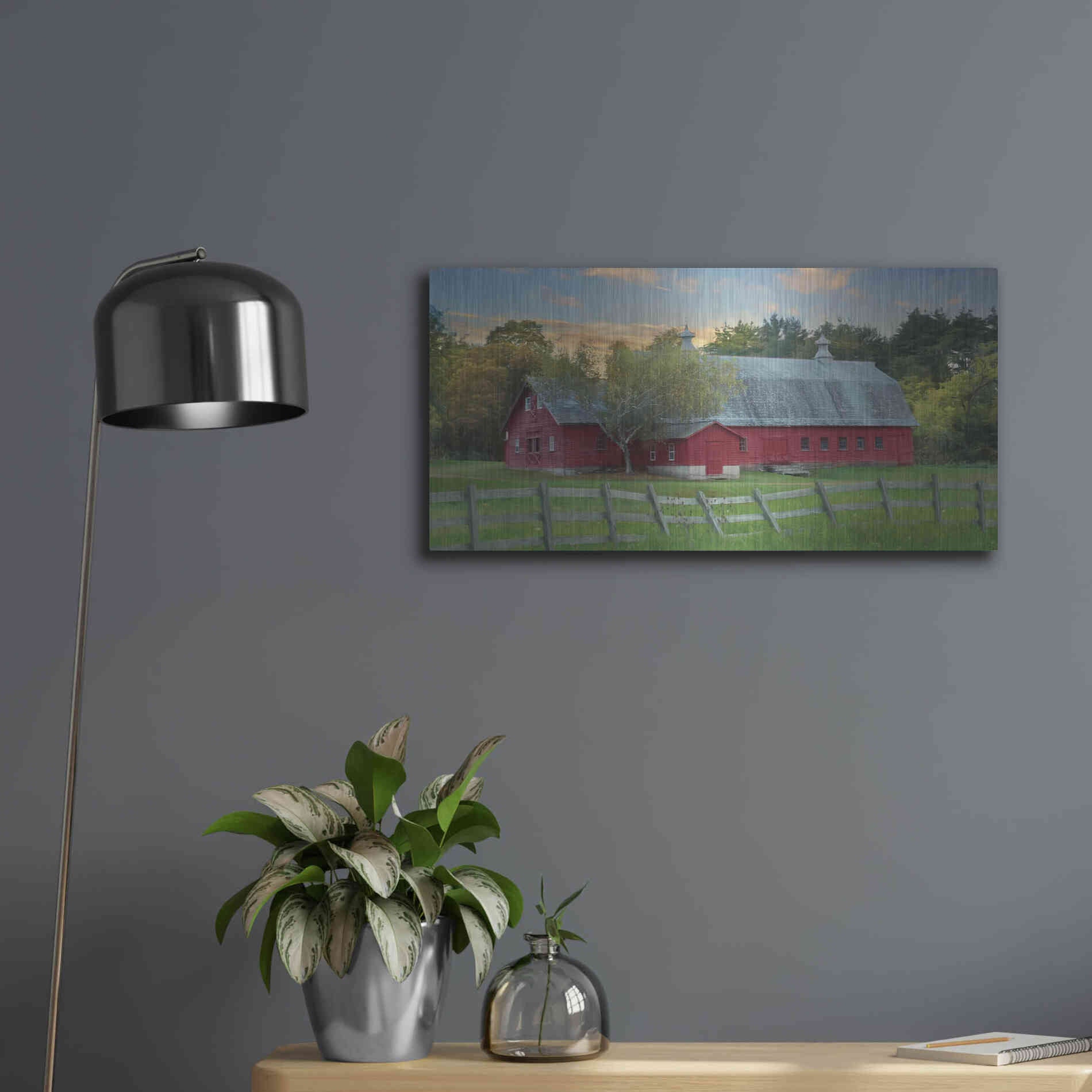 Luxe Metal Art 'Fenced In' by Lori Deiter, Metal Wall Art,24x12