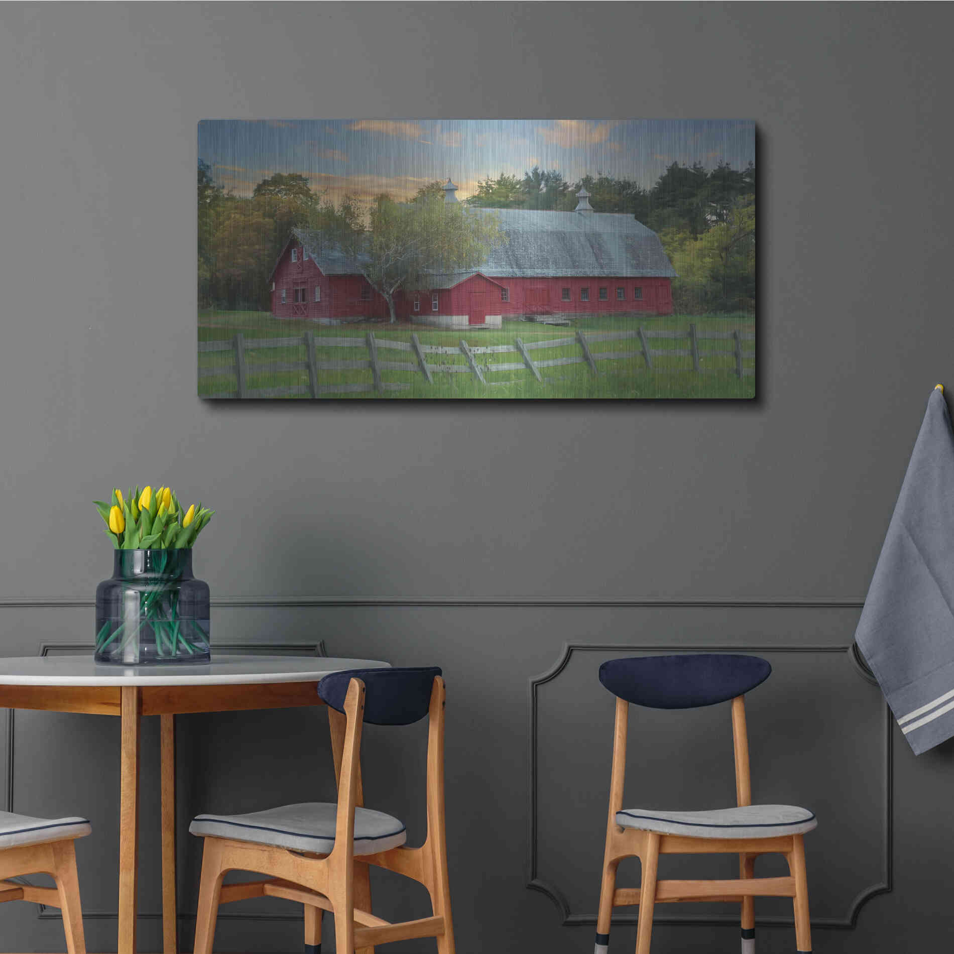 Luxe Metal Art 'Fenced In' by Lori Deiter, Metal Wall Art,48x24