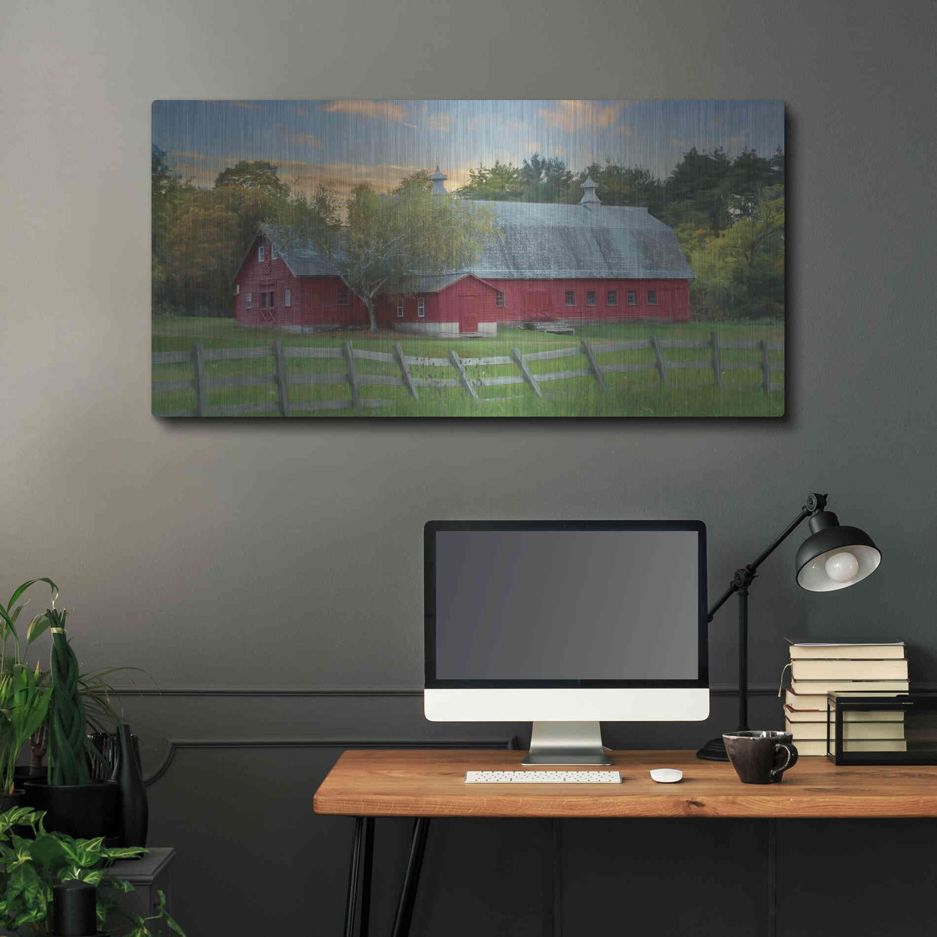 Luxe Metal Art 'Fenced In' by Lori Deiter, Metal Wall Art,48x24