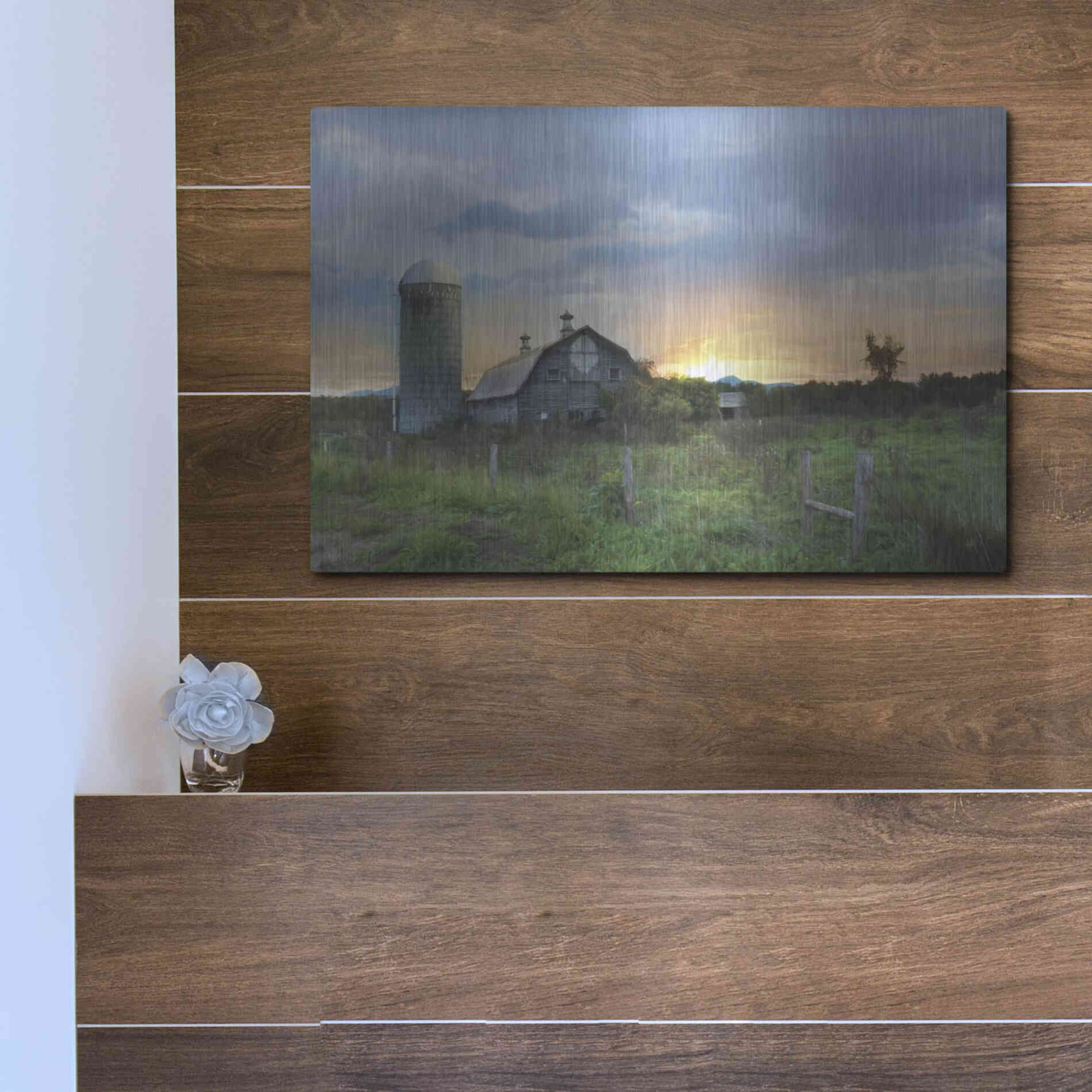 Luxe Metal Art 'New Morning in Vermont' by Lori Deiter, Metal Wall Art,16x12