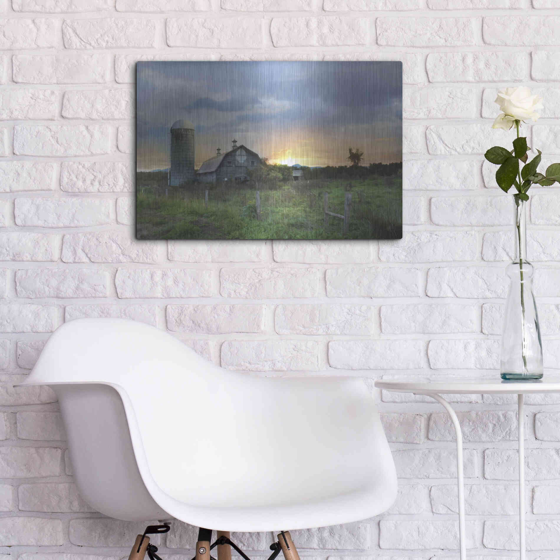 Luxe Metal Art 'New Morning in Vermont' by Lori Deiter, Metal Wall Art,24x16