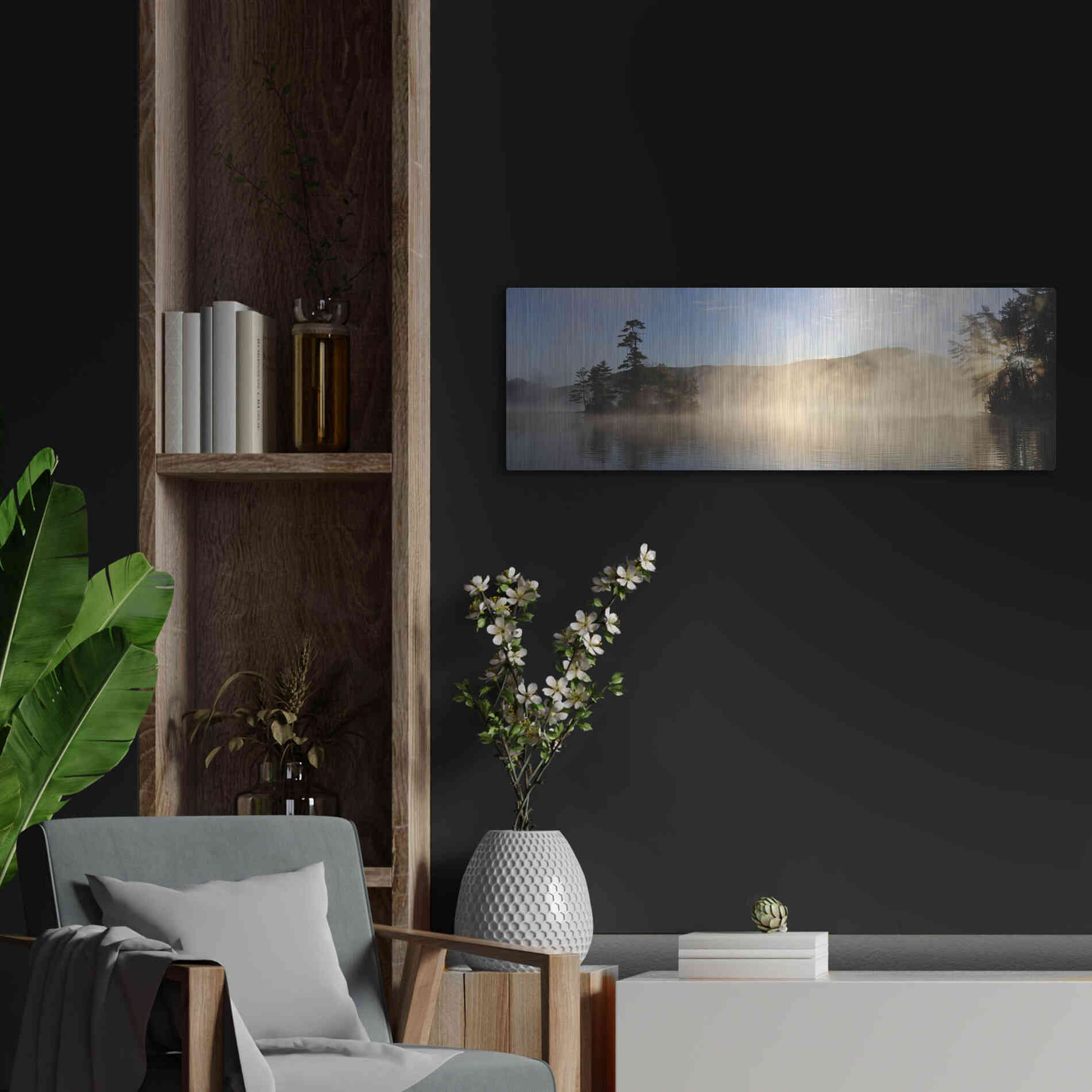 Luxe Metal Art 'Lake Luzerne Sunrise' by Lori Deiter, Metal Wall Art,36x12