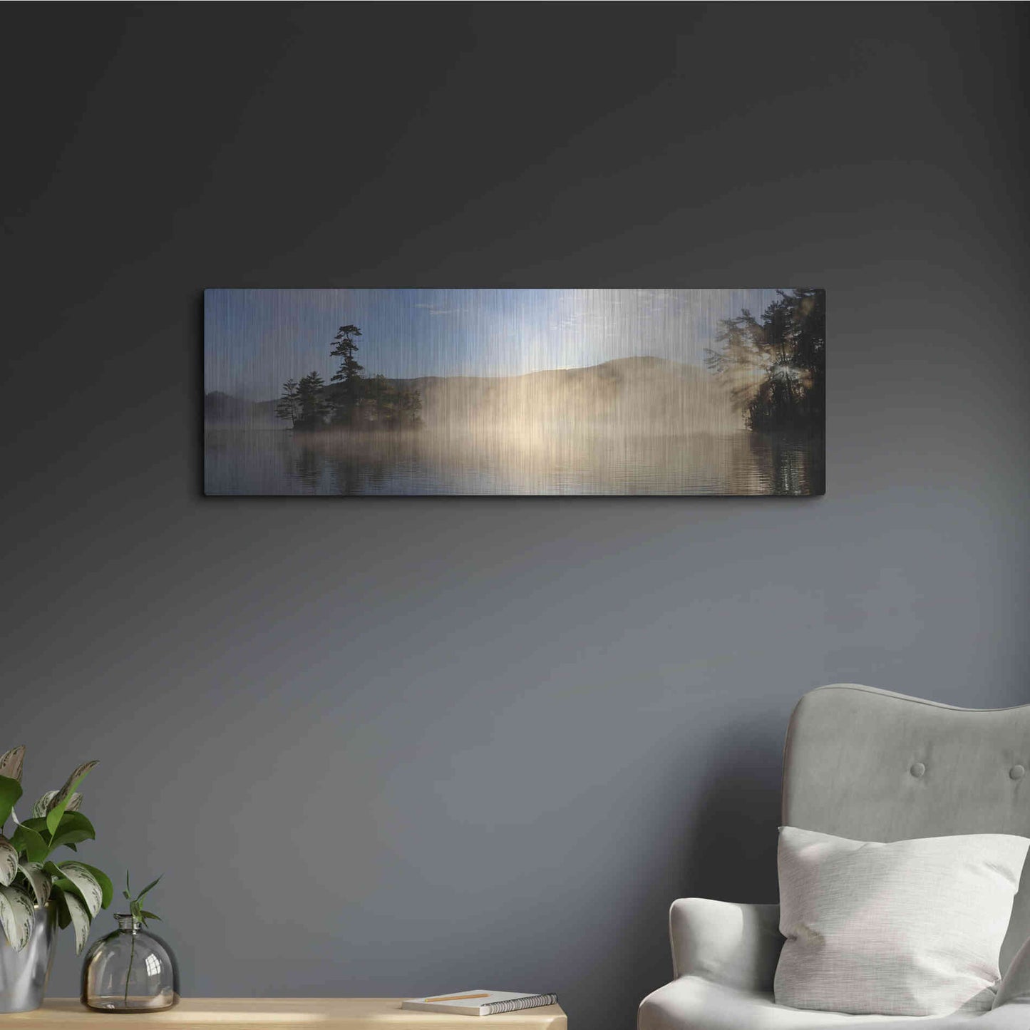 Luxe Metal Art 'Lake Luzerne Sunrise' by Lori Deiter, Metal Wall Art,36x12