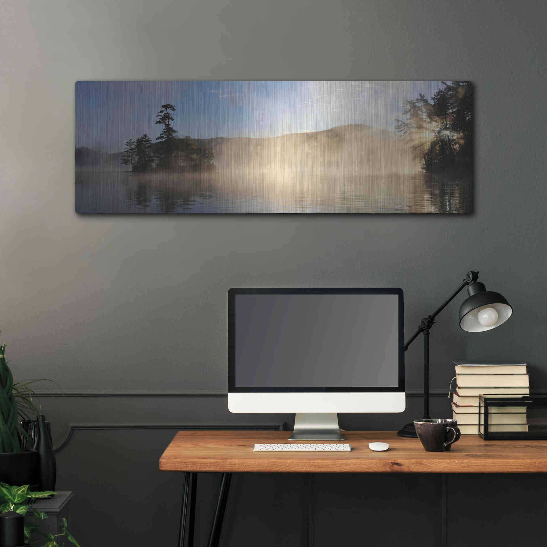 Luxe Metal Art 'Lake Luzerne Sunrise' by Lori Deiter, Metal Wall Art,48x16