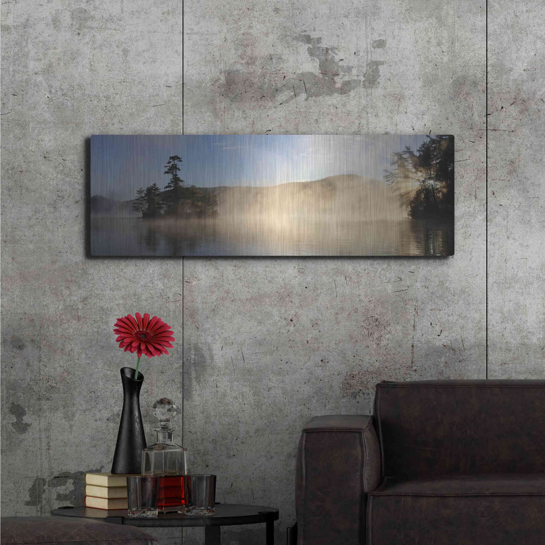 Luxe Metal Art 'Lake Luzerne Sunrise' by Lori Deiter, Metal Wall Art,48x16
