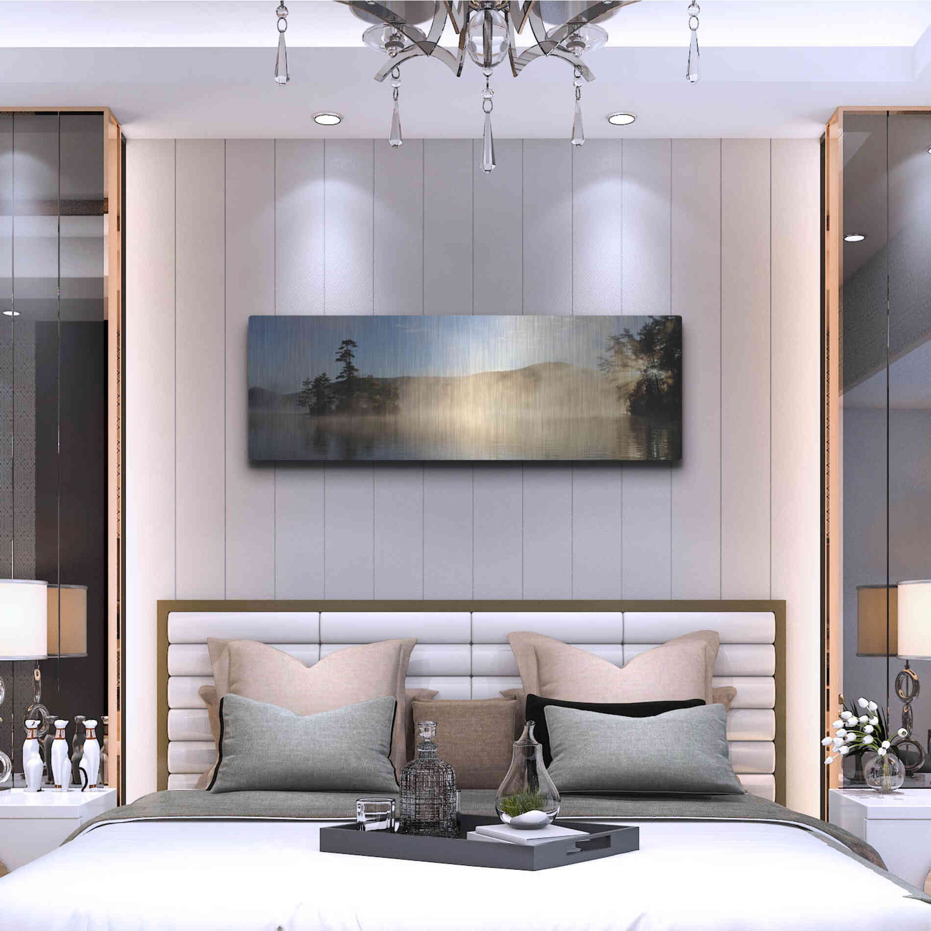 Luxe Metal Art 'Lake Luzerne Sunrise' by Lori Deiter, Metal Wall Art,48x16