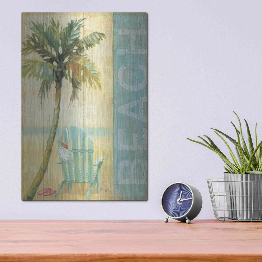 Luxe Metal Art 'Ocean Beach I' by Daphne Brissonet, Metal Wall Art,12x16