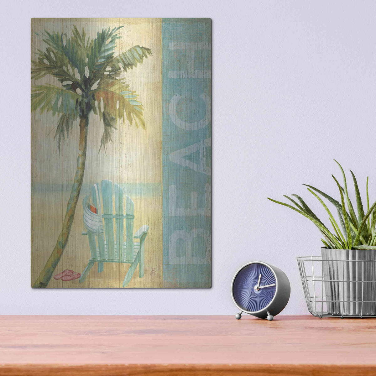 Luxe Metal Art 'Ocean Beach I' by Daphne Brissonet, Metal Wall Art,12x16