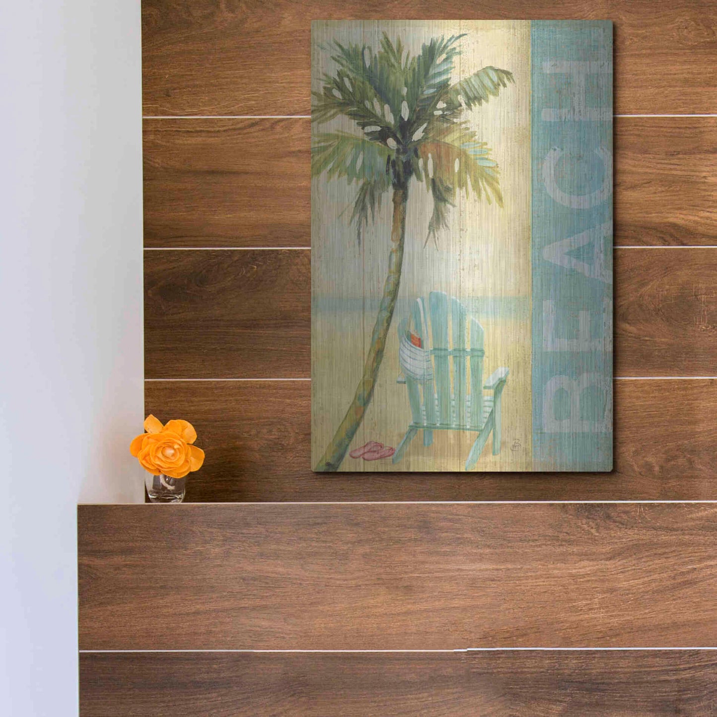 Luxe Metal Art 'Ocean Beach I' by Daphne Brissonet, Metal Wall Art,12x16