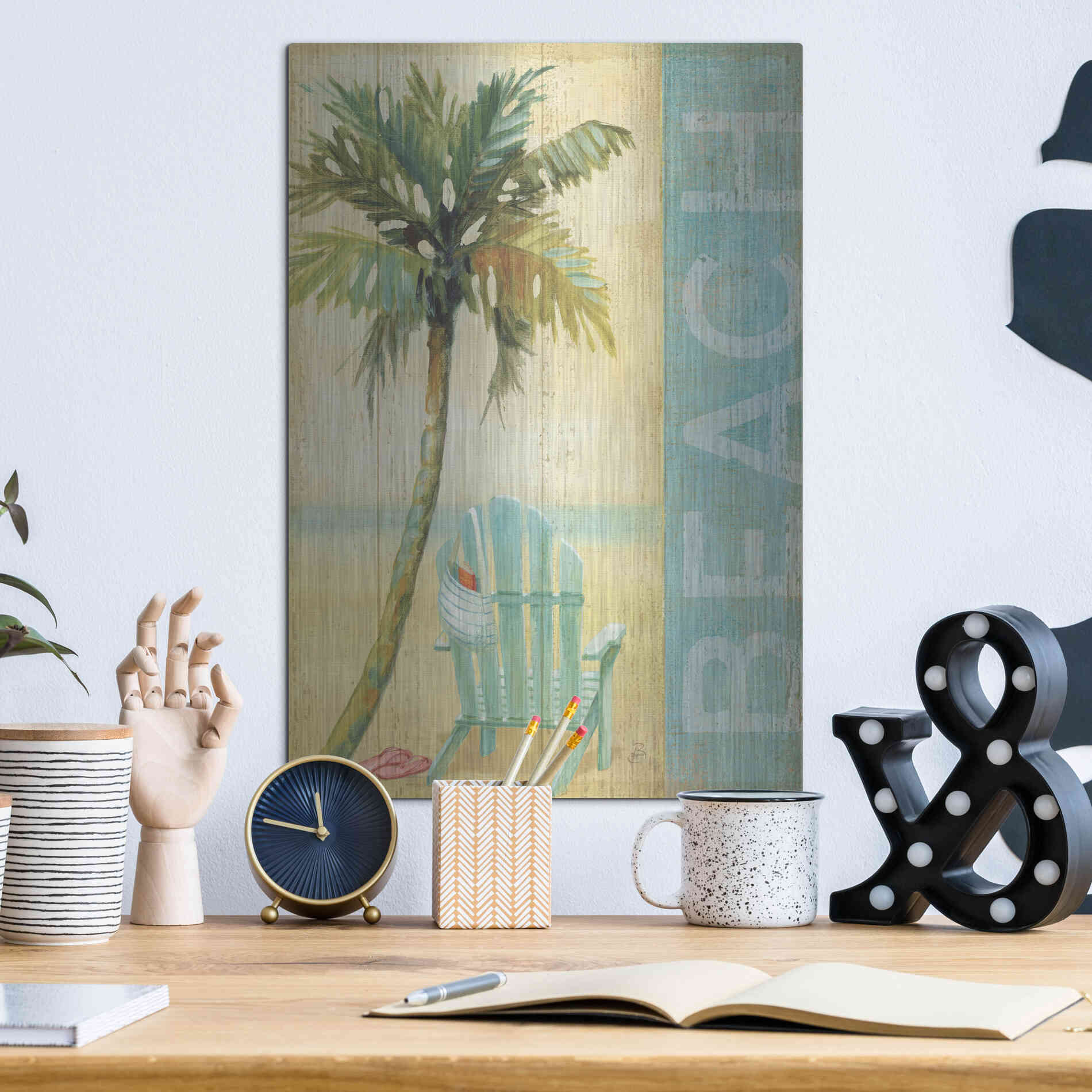 Luxe Metal Art 'Ocean Beach I' by Daphne Brissonet, Metal Wall Art,12x16