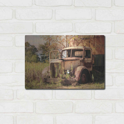 Luxe Metal Art 'Old Yellow Truck' by Lori Deiter, Metal Wall Art,16x12