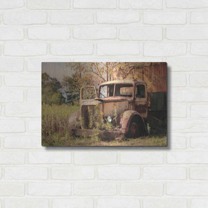 Luxe Metal Art 'Old Yellow Truck' by Lori Deiter, Metal Wall Art,24x16