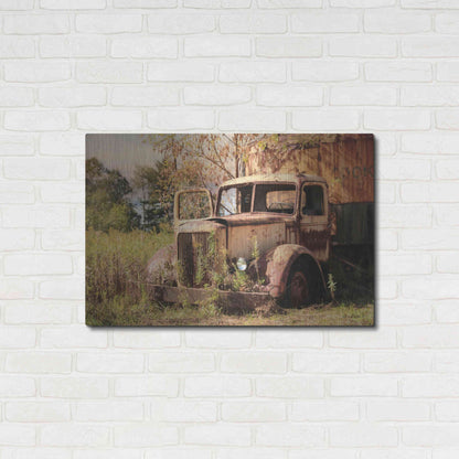Luxe Metal Art 'Old Yellow Truck' by Lori Deiter, Metal Wall Art,36x24