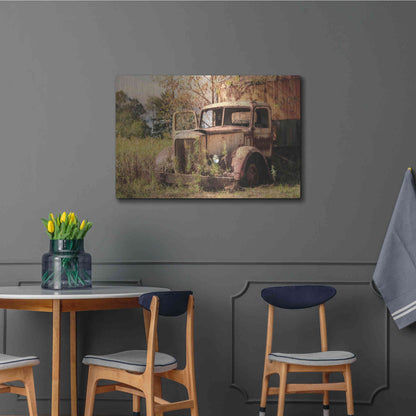Luxe Metal Art 'Old Yellow Truck' by Lori Deiter, Metal Wall Art,36x24