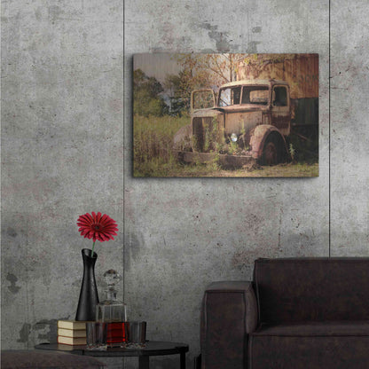 Luxe Metal Art 'Old Yellow Truck' by Lori Deiter, Metal Wall Art,36x24