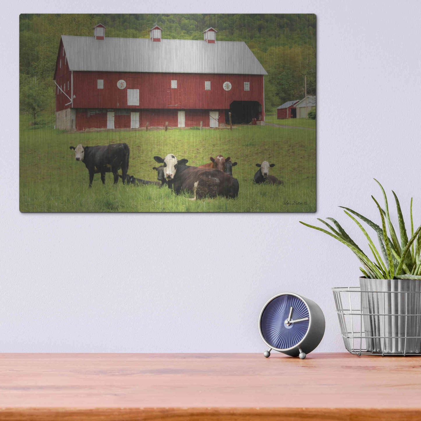 Luxe Metal Art 'Red Barn' by Lori Deiter, Metal Wall Art,16x12