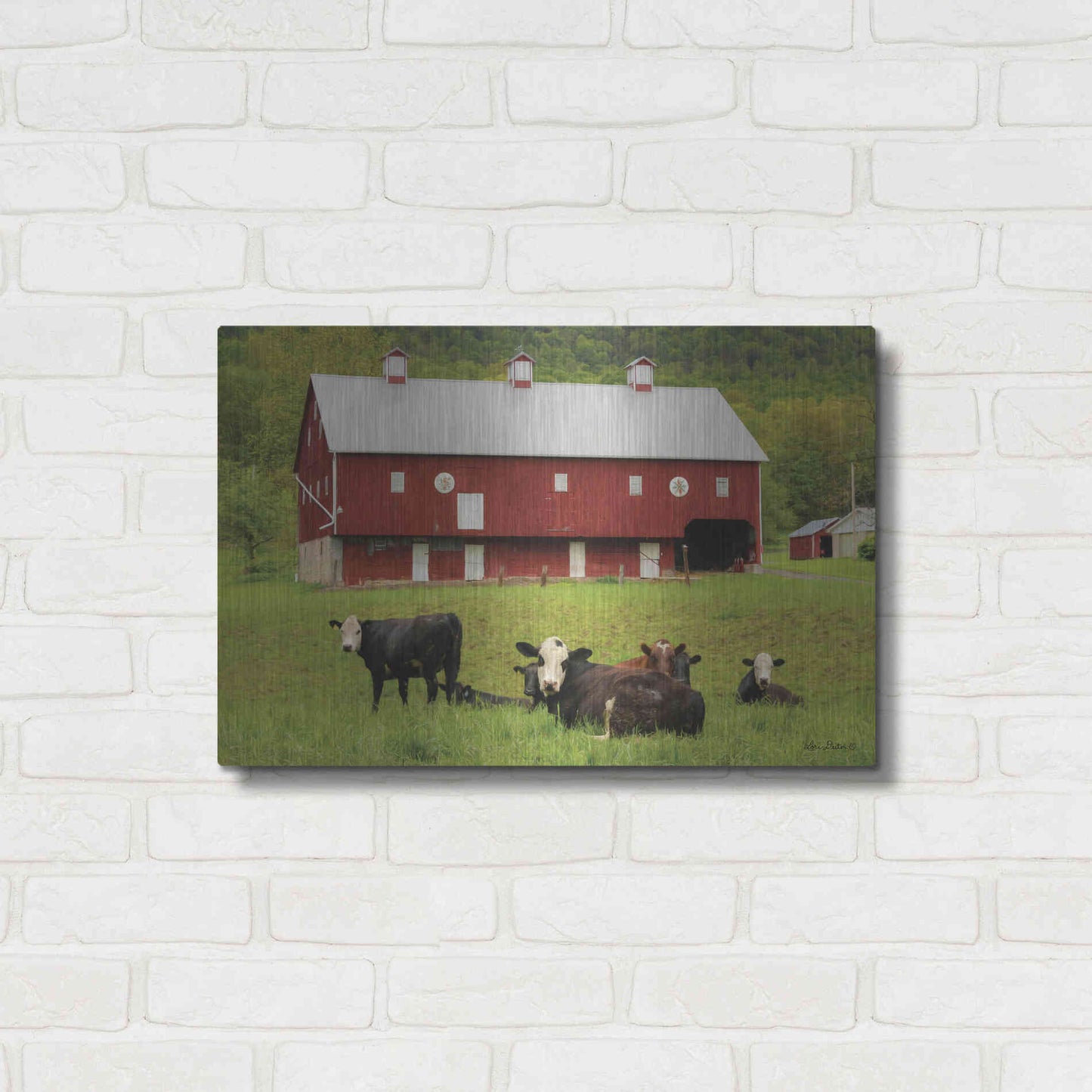 Luxe Metal Art 'Red Barn' by Lori Deiter, Metal Wall Art,24x16