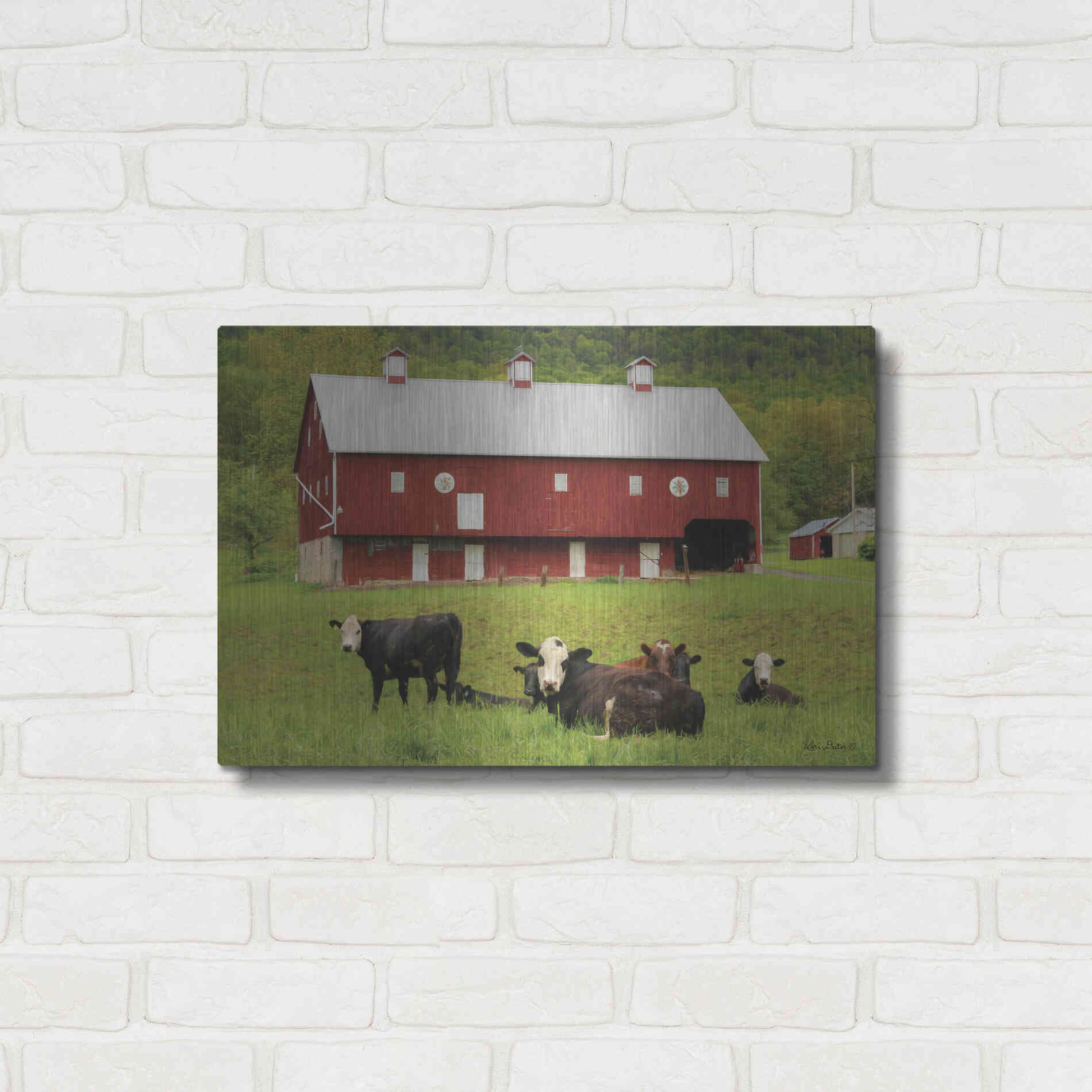 Luxe Metal Art 'Red Barn' by Lori Deiter, Metal Wall Art,24x16