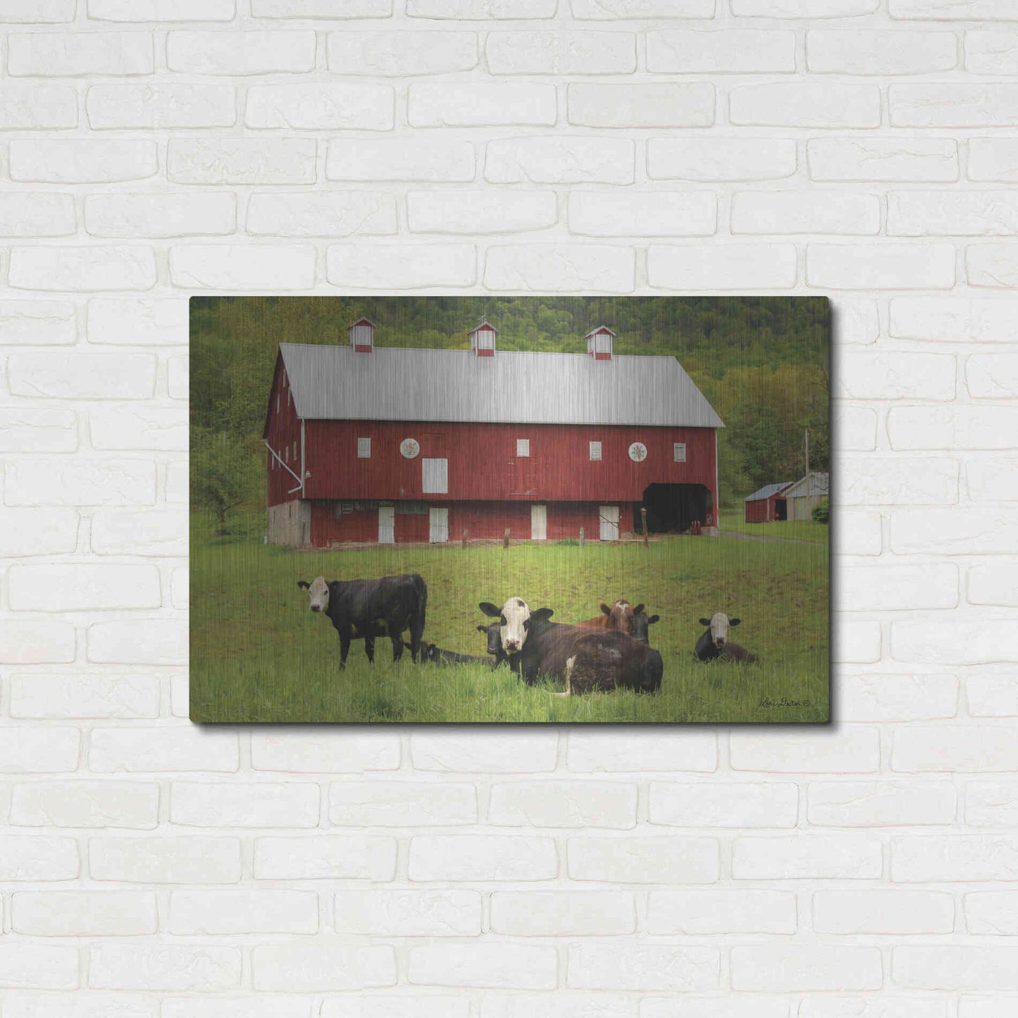 Luxe Metal Art 'Red Barn' by Lori Deiter, Metal Wall Art,36x24