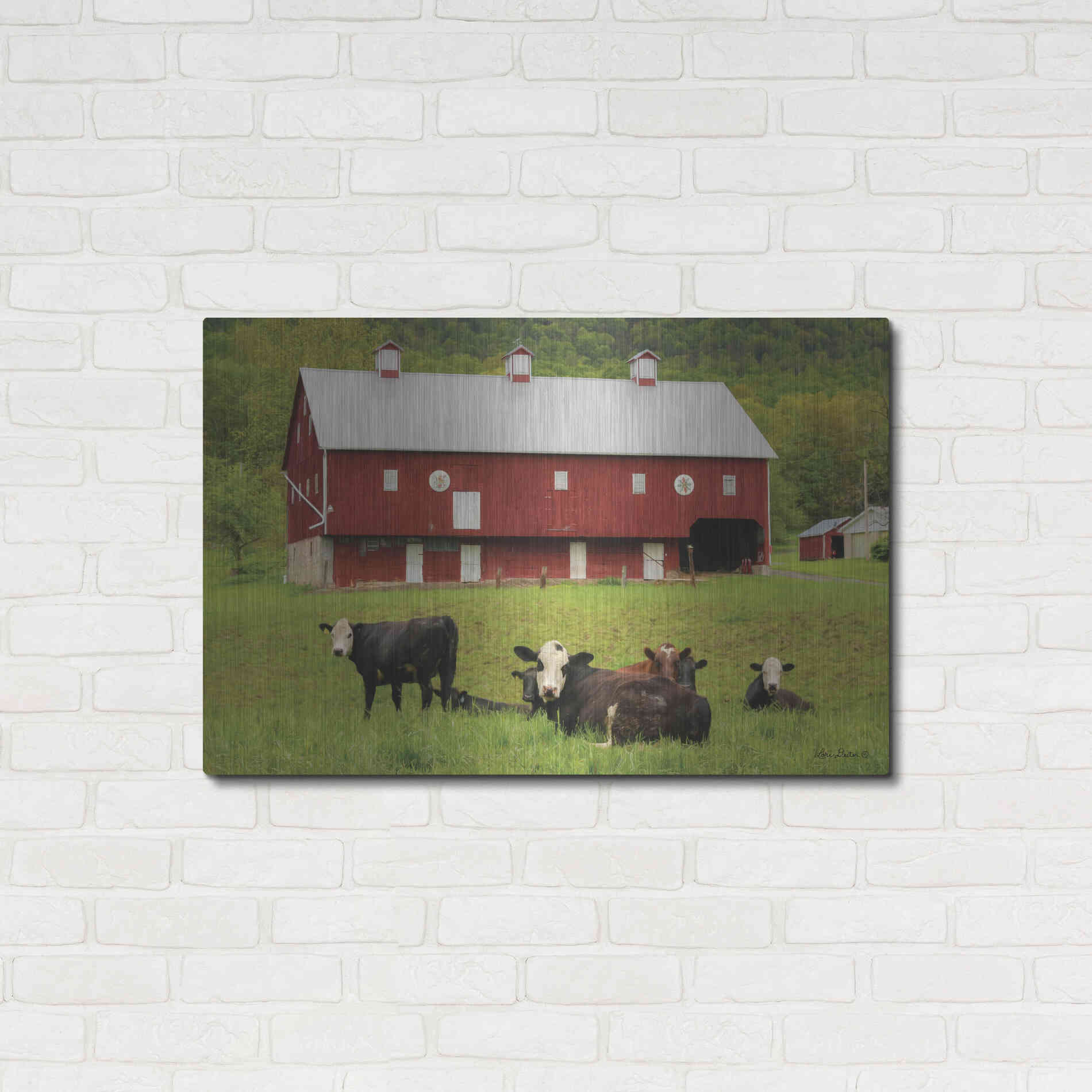 Luxe Metal Art 'Red Barn' by Lori Deiter, Metal Wall Art,36x24