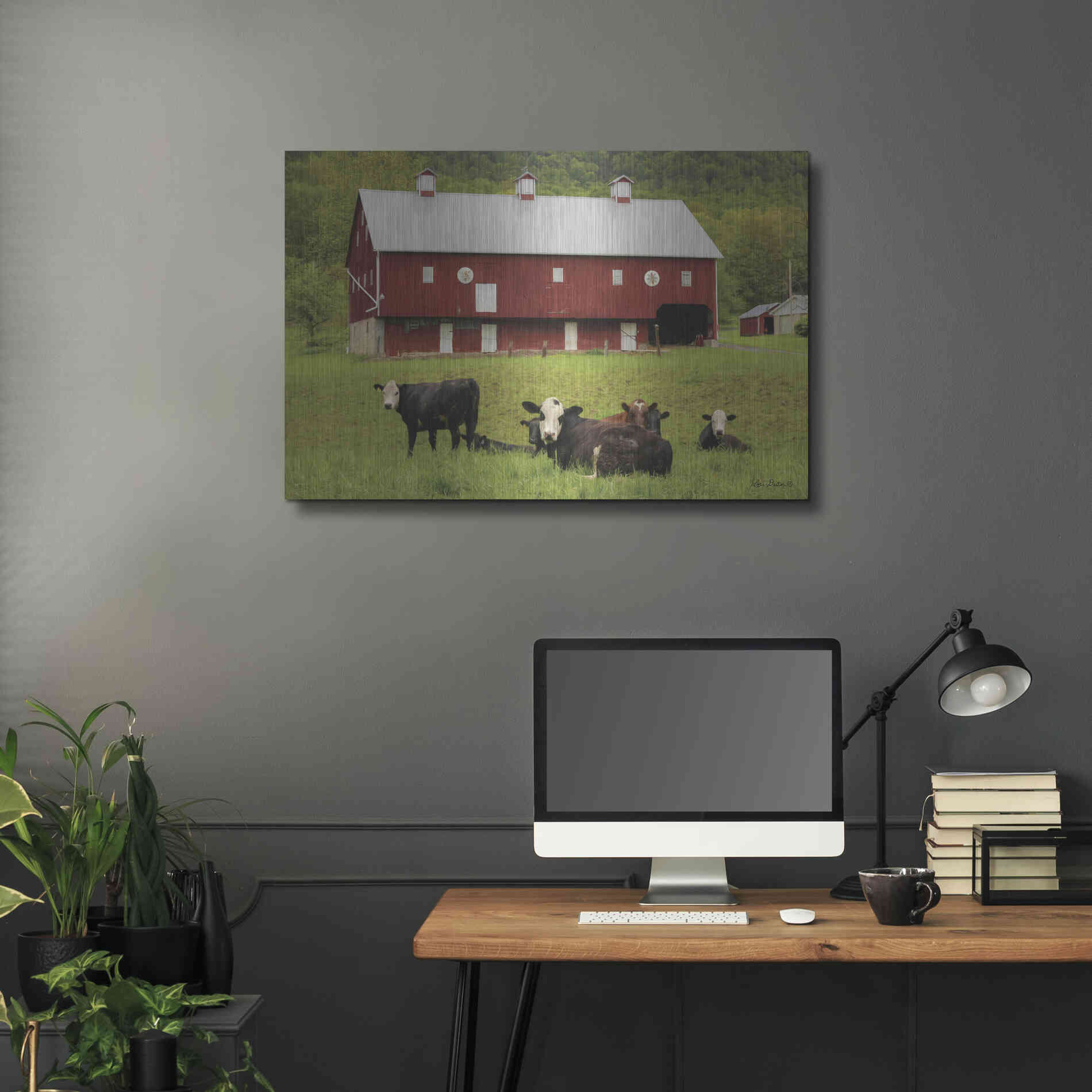 Luxe Metal Art 'Red Barn' by Lori Deiter, Metal Wall Art,36x24
