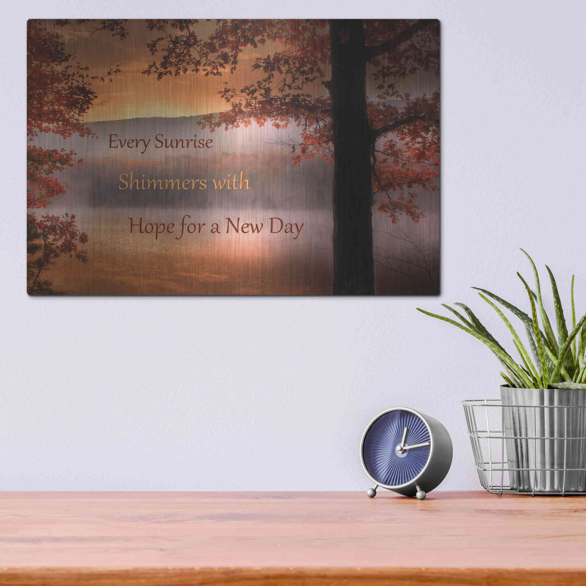 Luxe Metal Art 'Every Sunrise' by Lori Deiter, Metal Wall Art,16x12