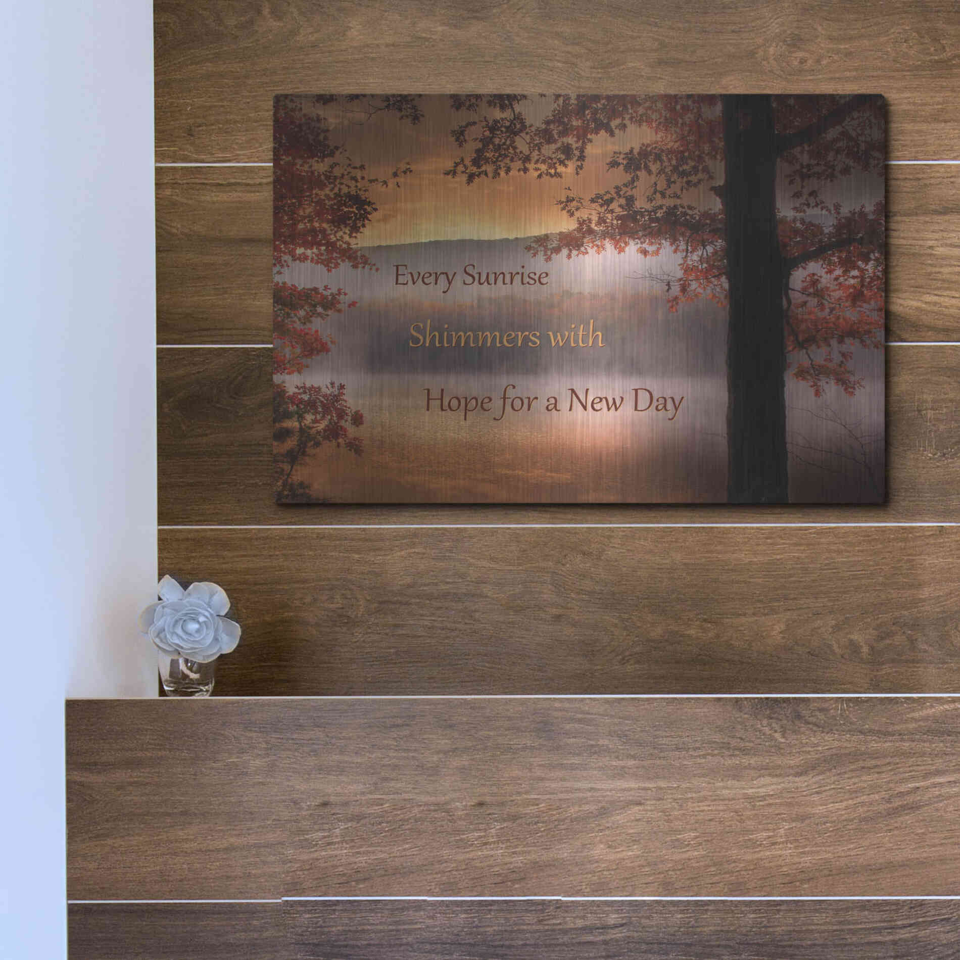 Luxe Metal Art 'Every Sunrise' by Lori Deiter, Metal Wall Art,16x12