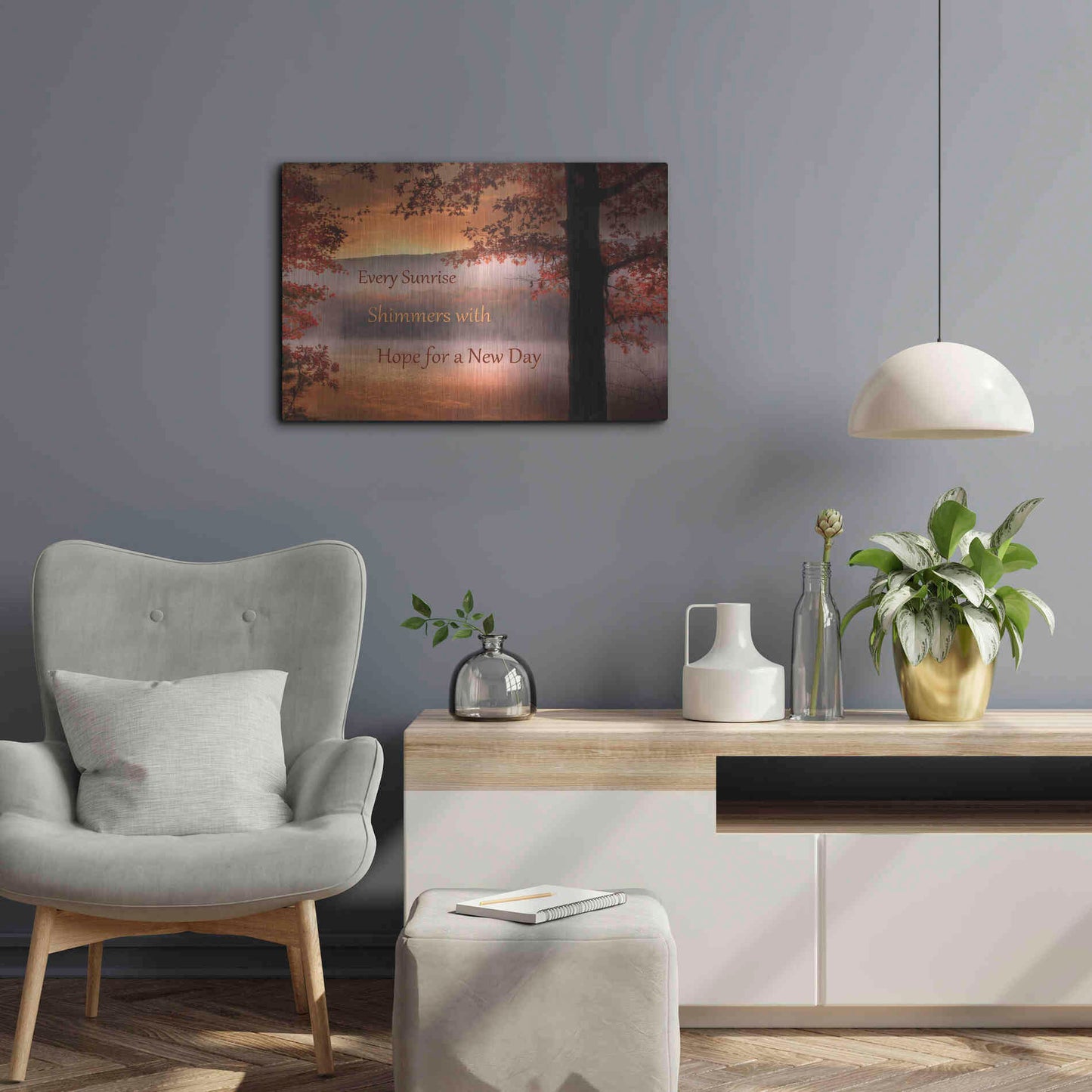 Luxe Metal Art 'Every Sunrise' by Lori Deiter, Metal Wall Art,24x16