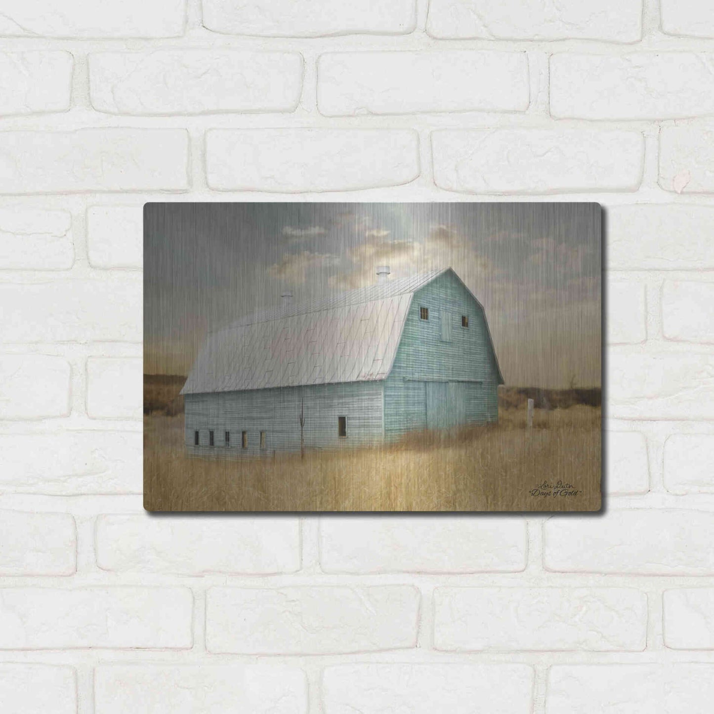 Luxe Metal Art 'Days of Gold' by Lori Deiter, Metal Wall Art,16x12