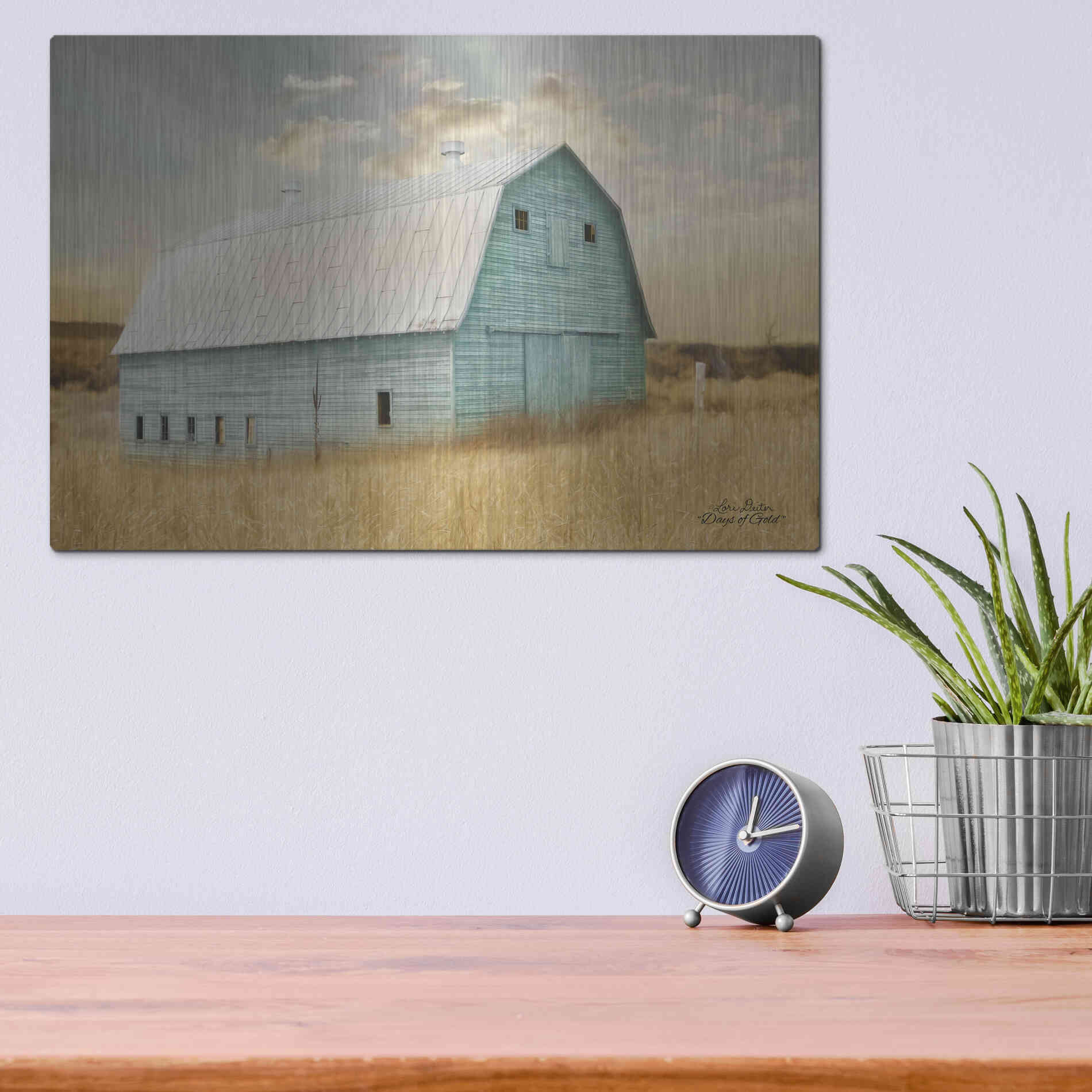 Luxe Metal Art 'Days of Gold' by Lori Deiter, Metal Wall Art,16x12