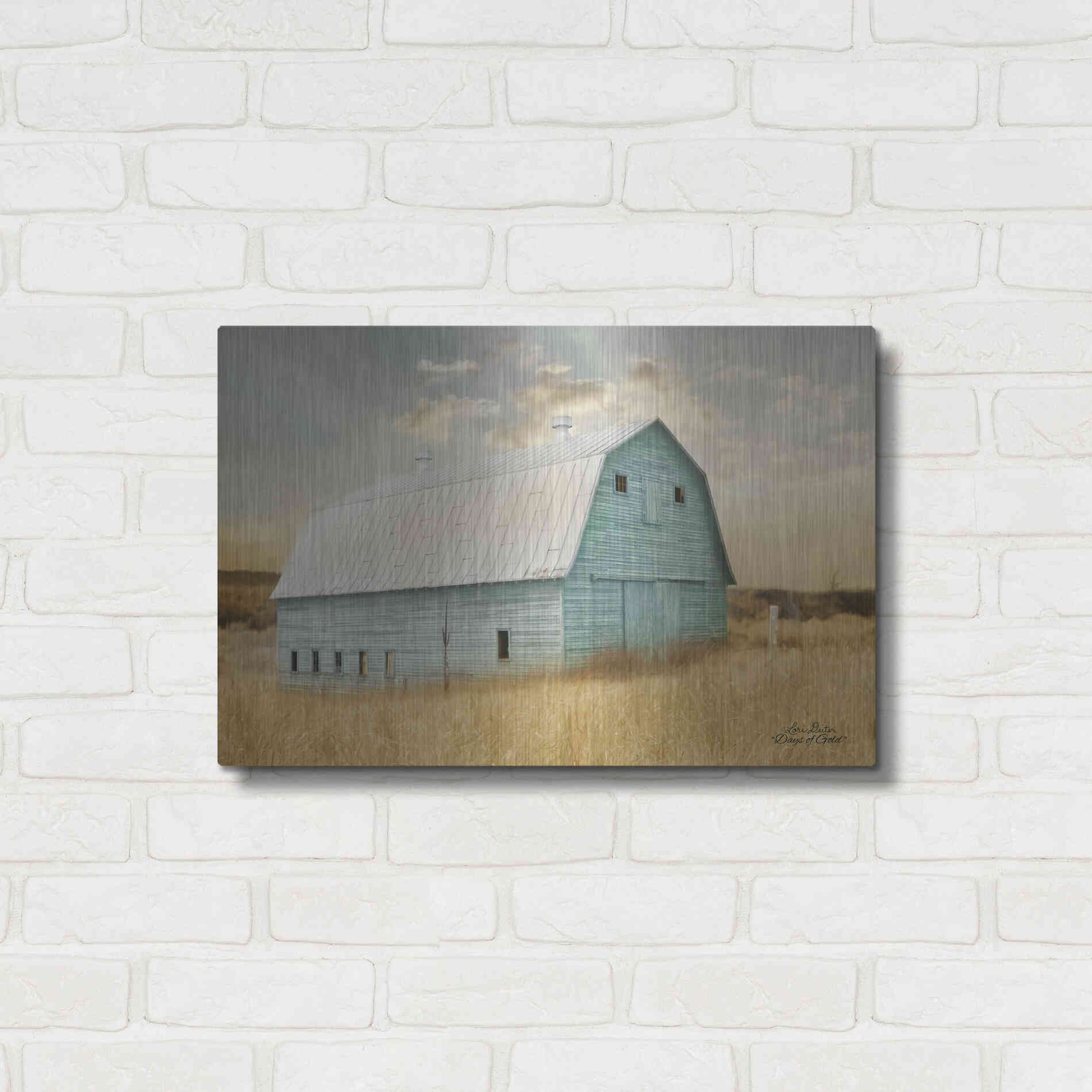 Luxe Metal Art 'Days of Gold' by Lori Deiter, Metal Wall Art,24x16