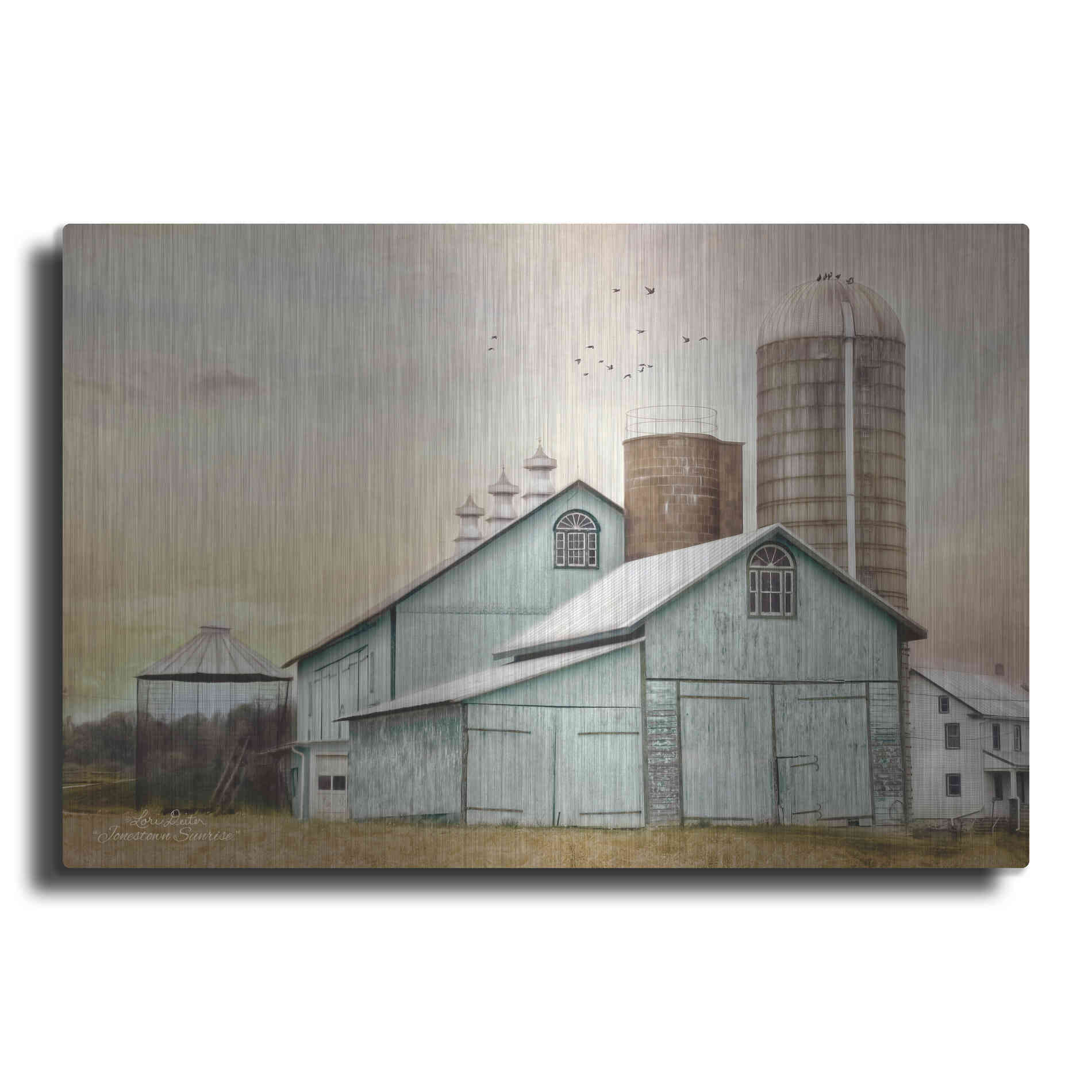Luxe Metal Art 'Jonestown Sunrise' by Lori Deiter, Metal Wall Art